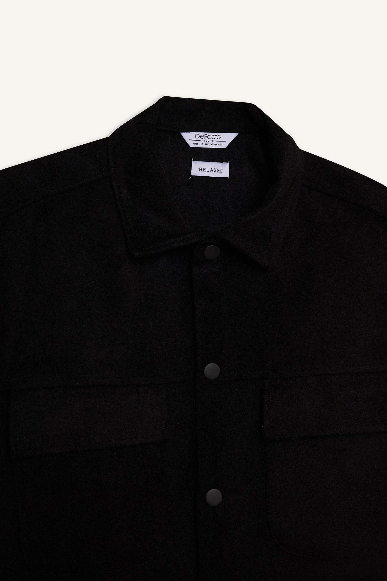 Relax Fit Oduncu Basic Düz Uzun Kollu Gömlek Ceket