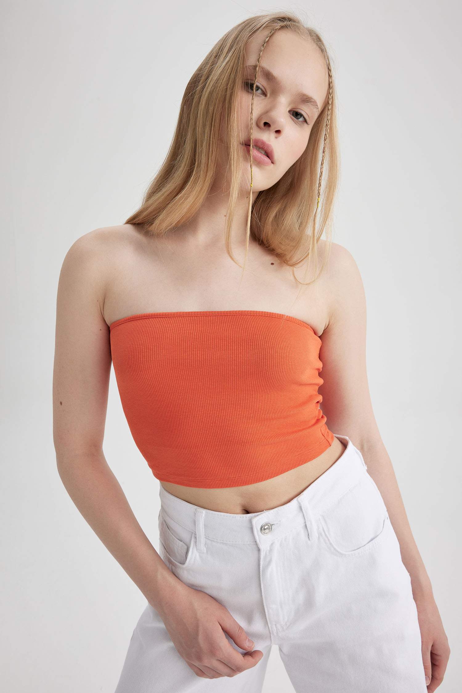 Orange WOMAN Strapless Corded Camisole Undershirt 2823076 DeFacto