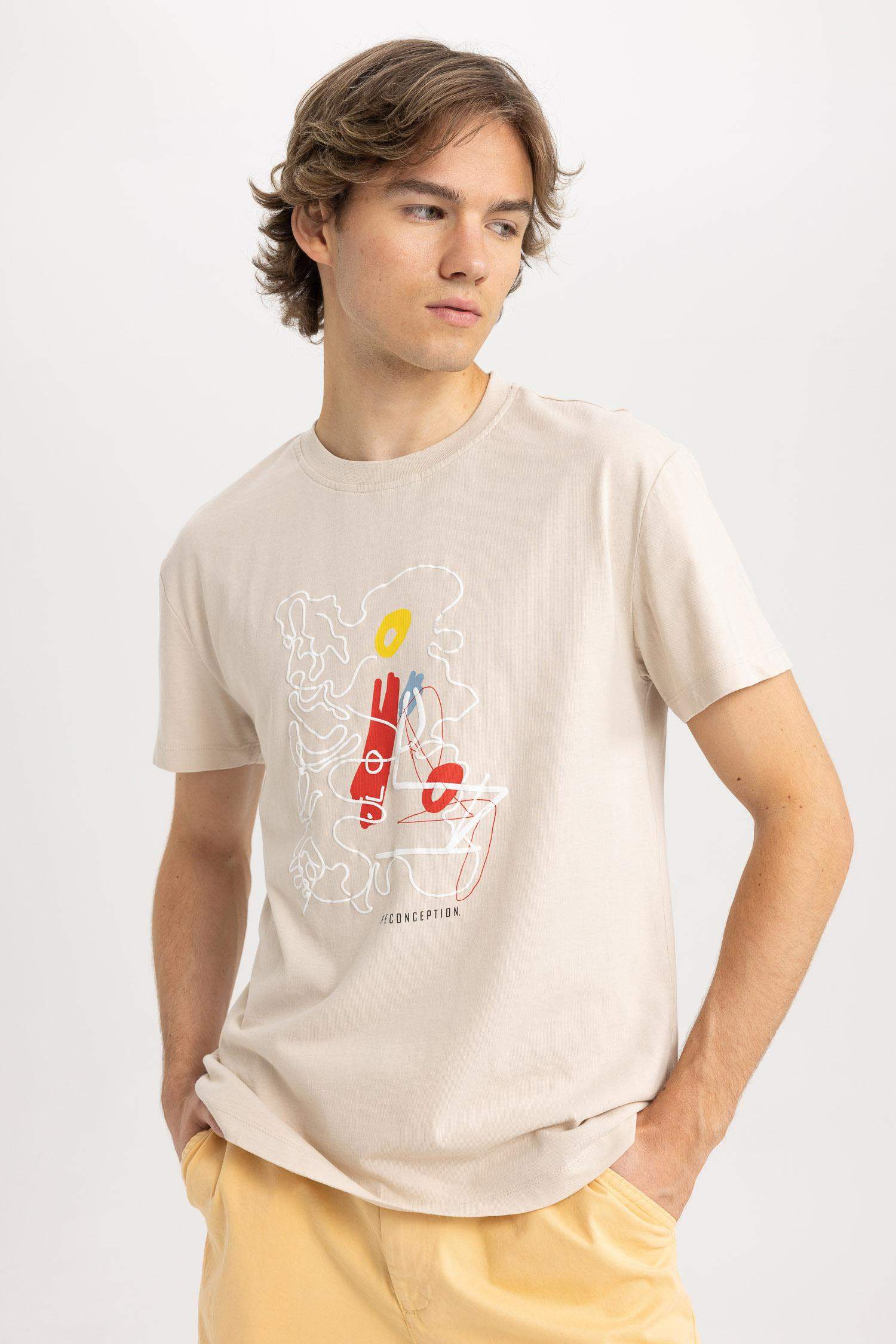 تي شيرت جيرسي قصة عادية بياقة مستديرة