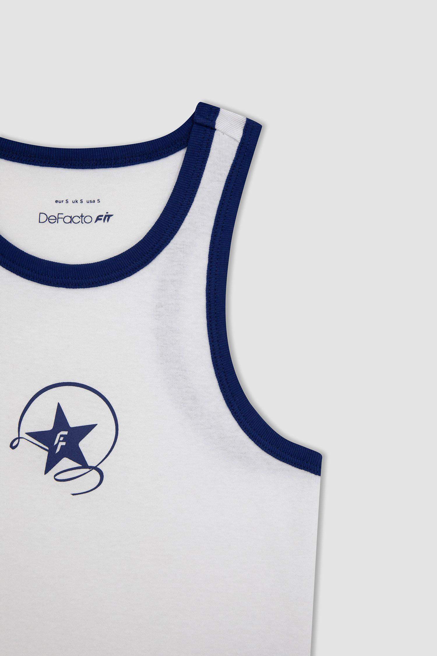 Defacto Fit Printed Ribana Cotton Sports Crop Top