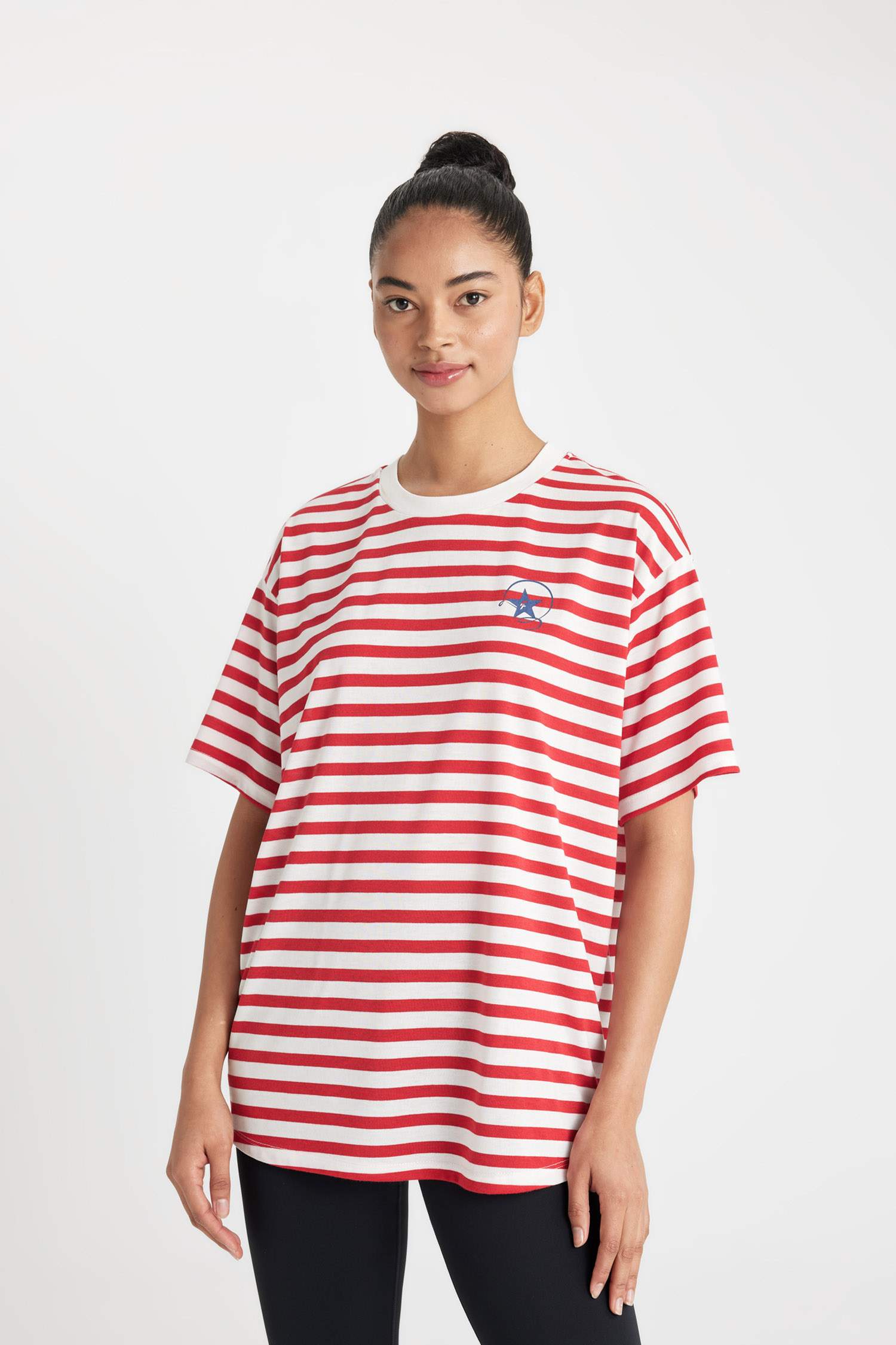 DeFactoFit Oversize Fit Crew Neck Printed Sports T-Shirt