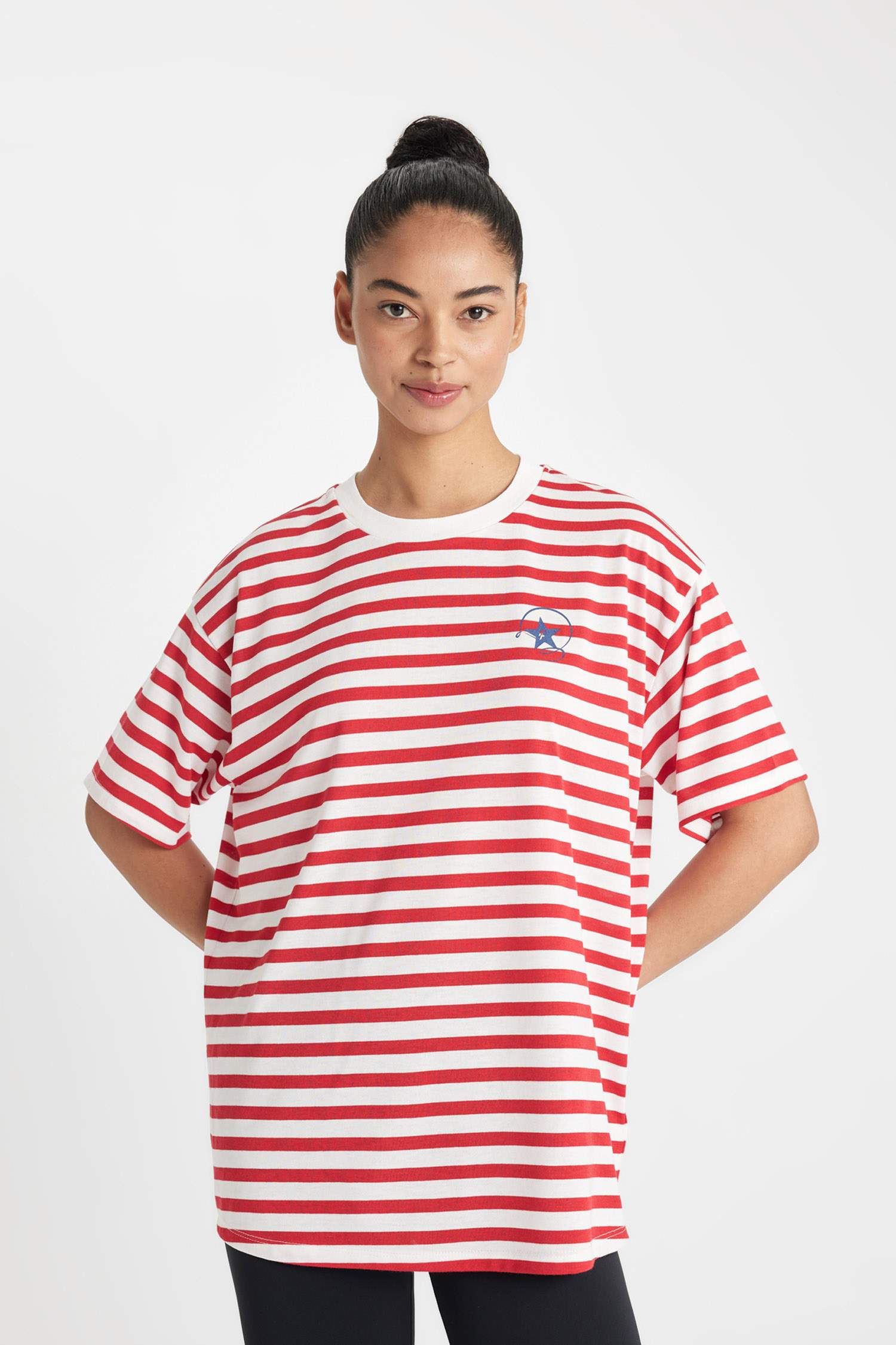 DeFactoFit Oversize Fit Crew Neck Printed Sports T-Shirt