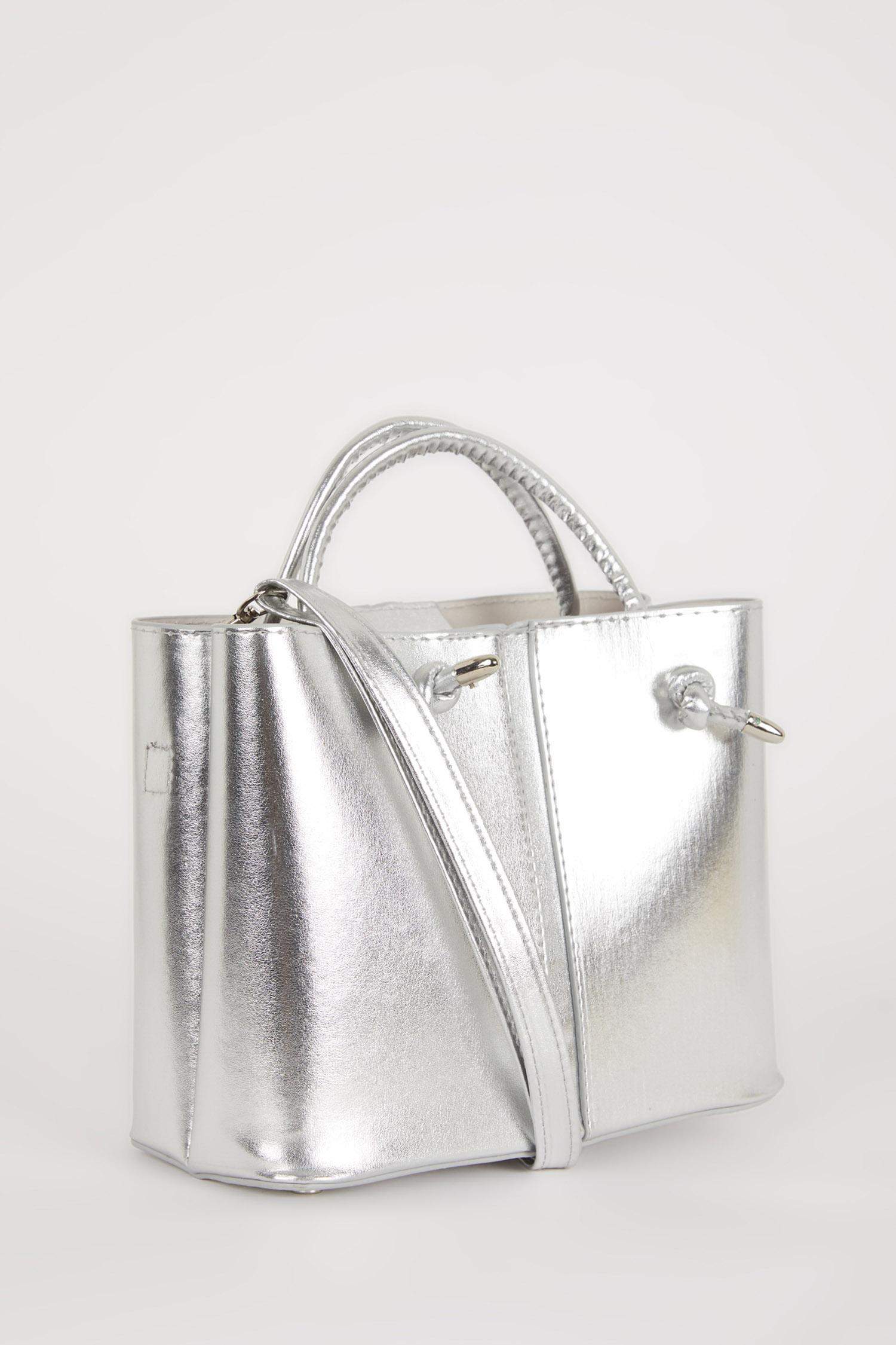 Kadın Suni Deri Metalik El Çantası