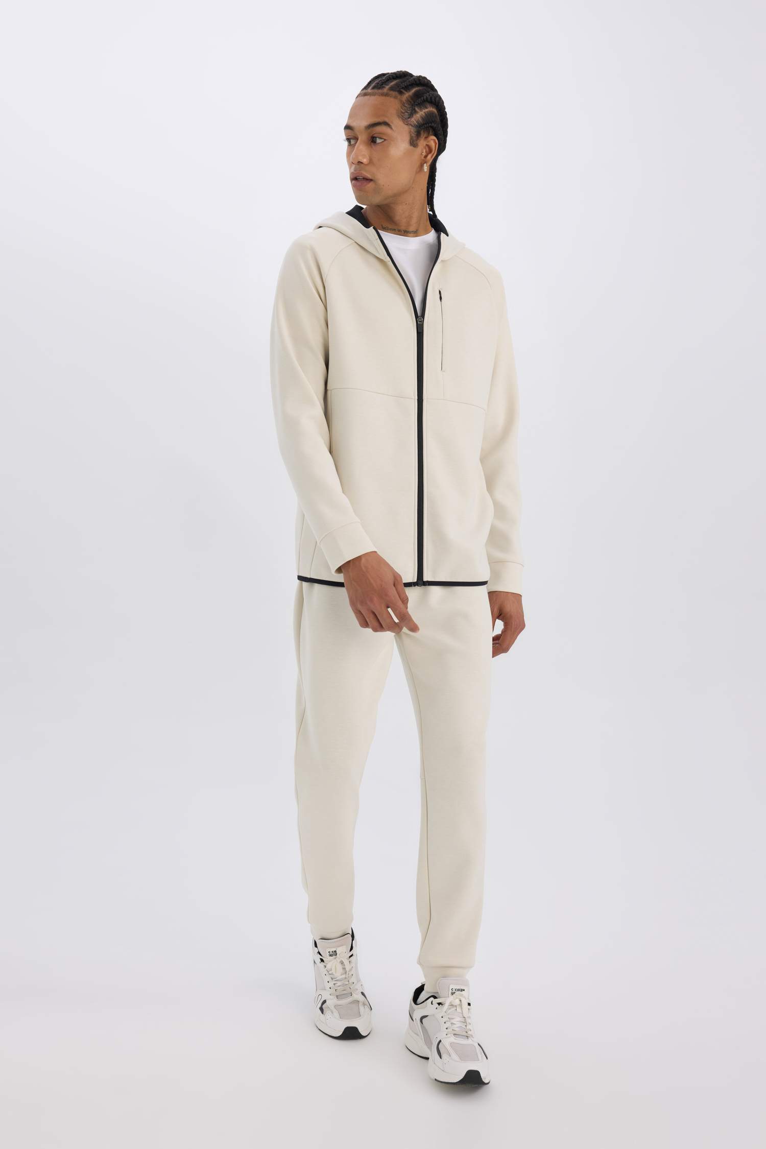 DeFactoFit Slim Fit Zippered Scuba Fabric Cardigan