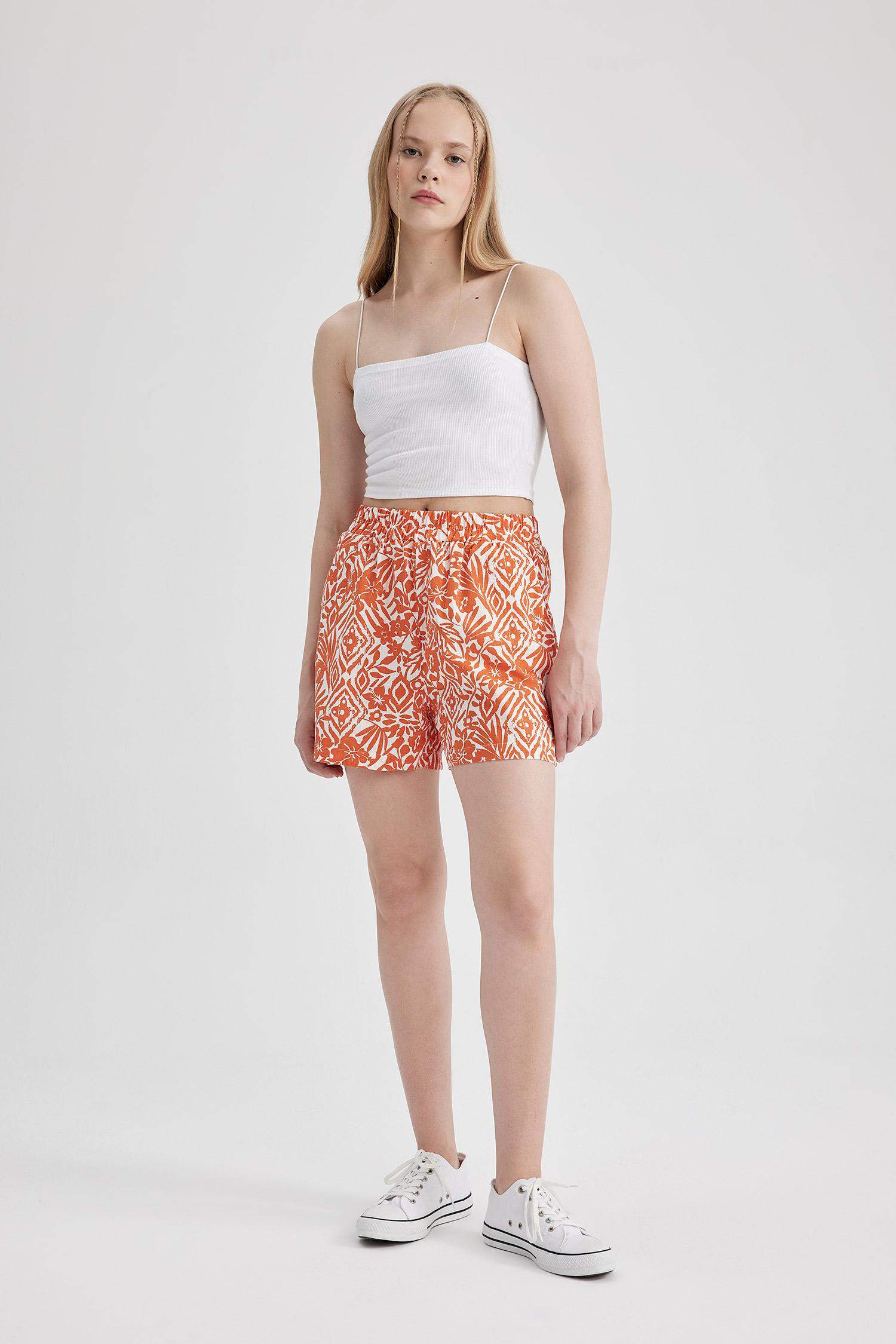 Regular Fit Floral High Waist Shorts