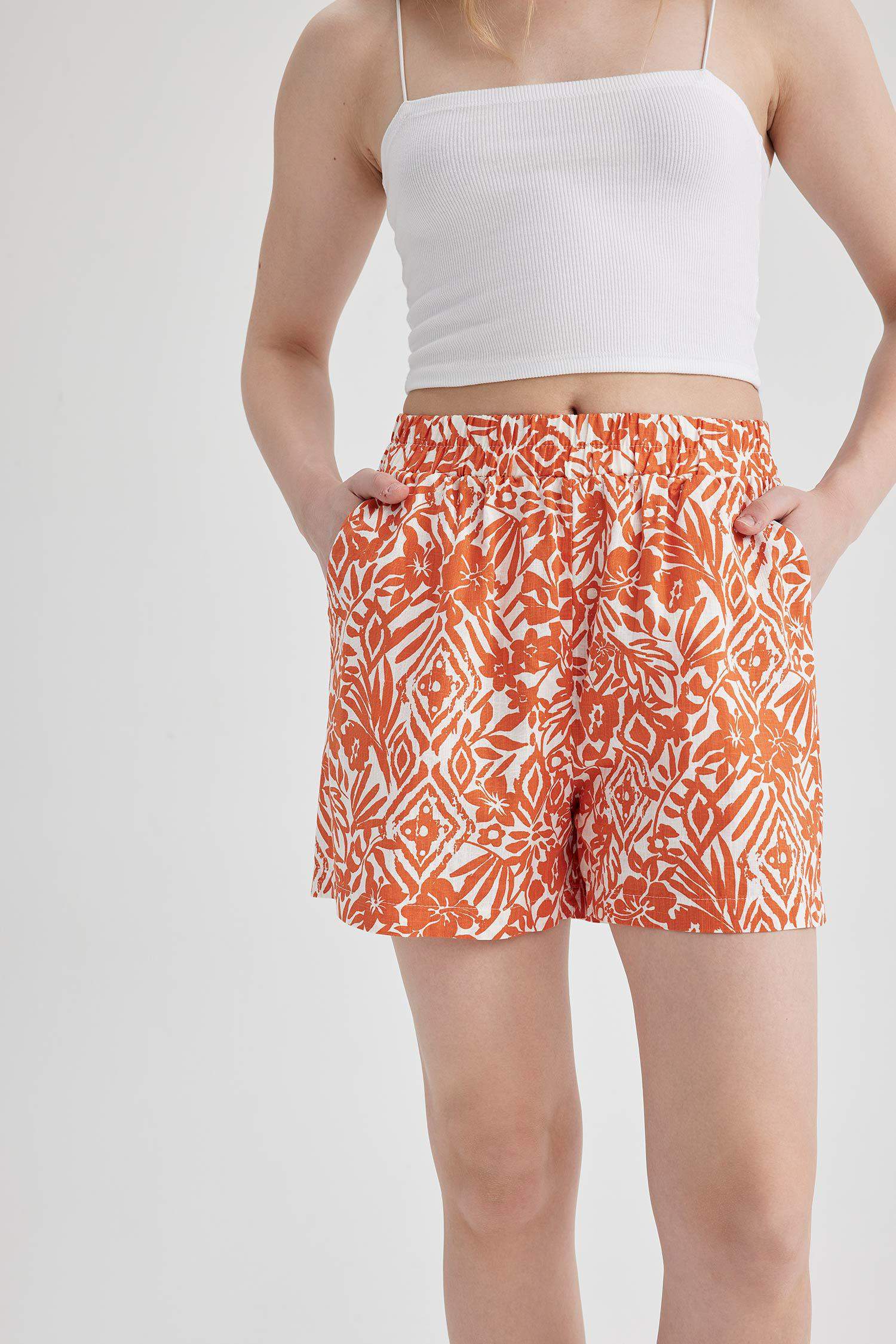 Regular Fit Floral High Waist Shorts