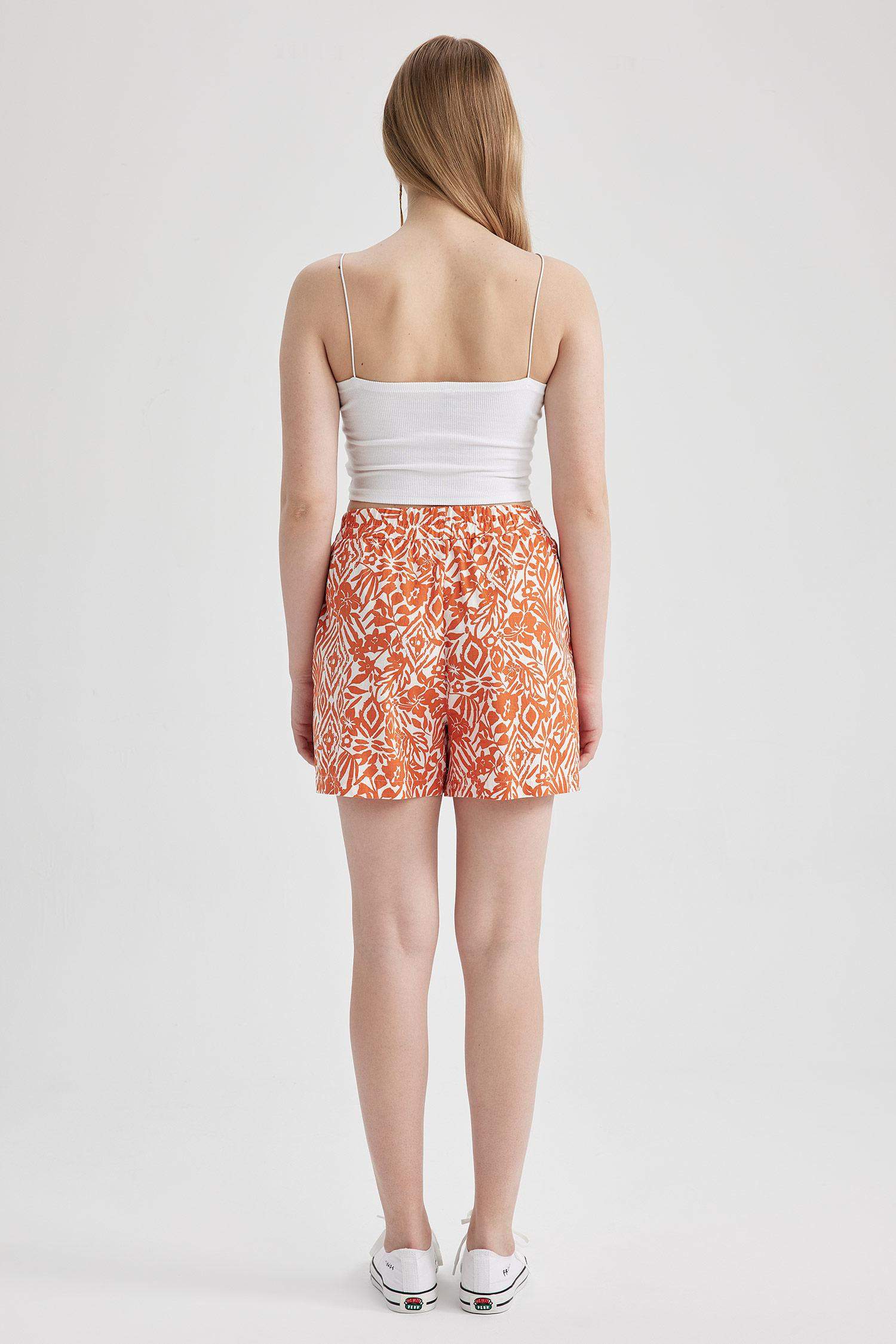 Regular Fit Floral High Waist Shorts