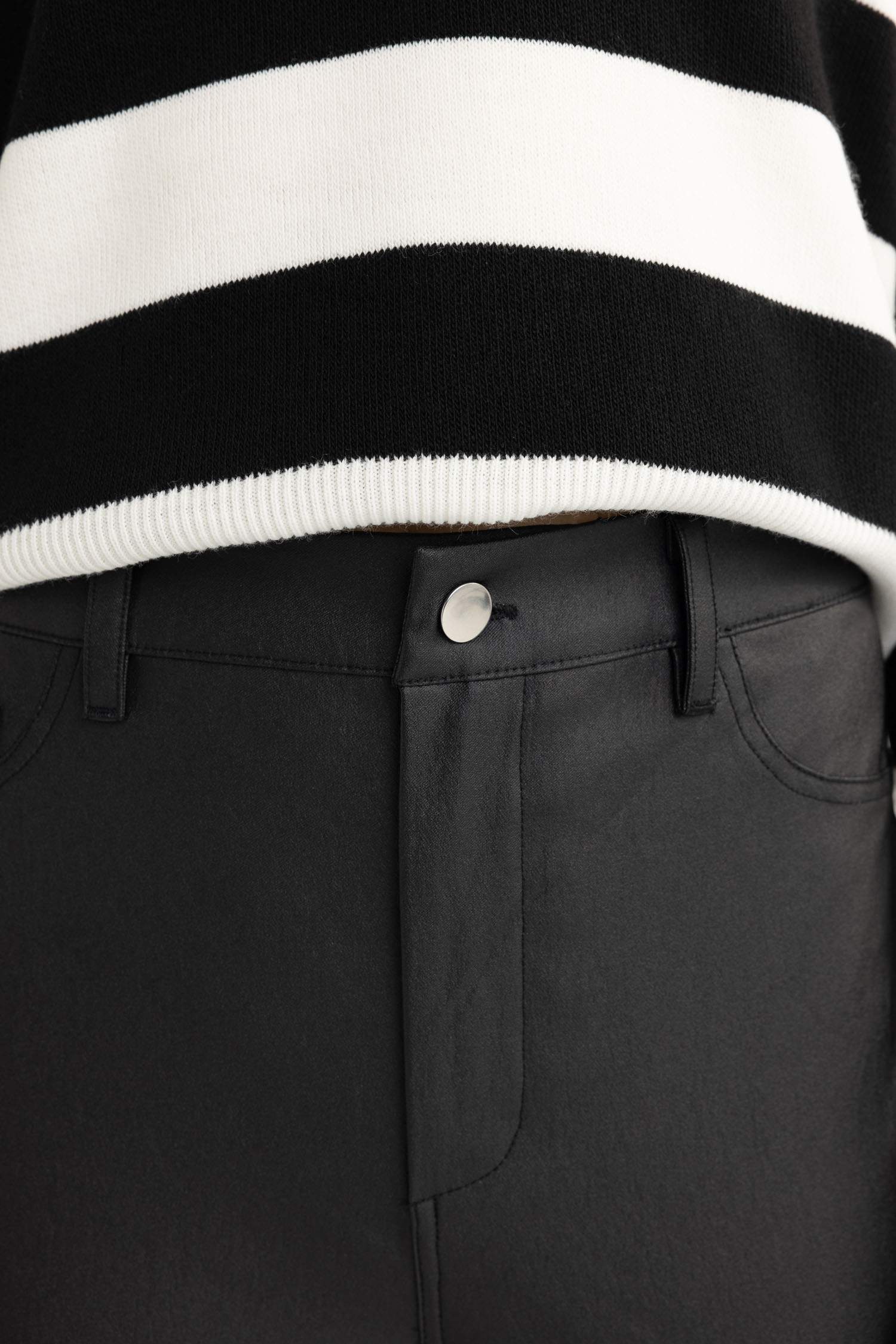 Pantalon En Simili-Cuir Standard Super Skinny Avec Poches