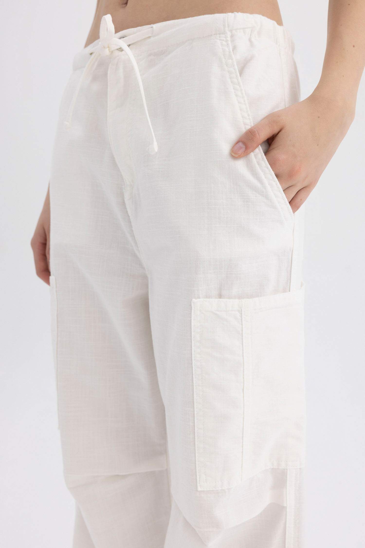 Coool Paraşüt Gabardin Pantolon Beli Bağcıklı Cepli Geniş Bol Paça