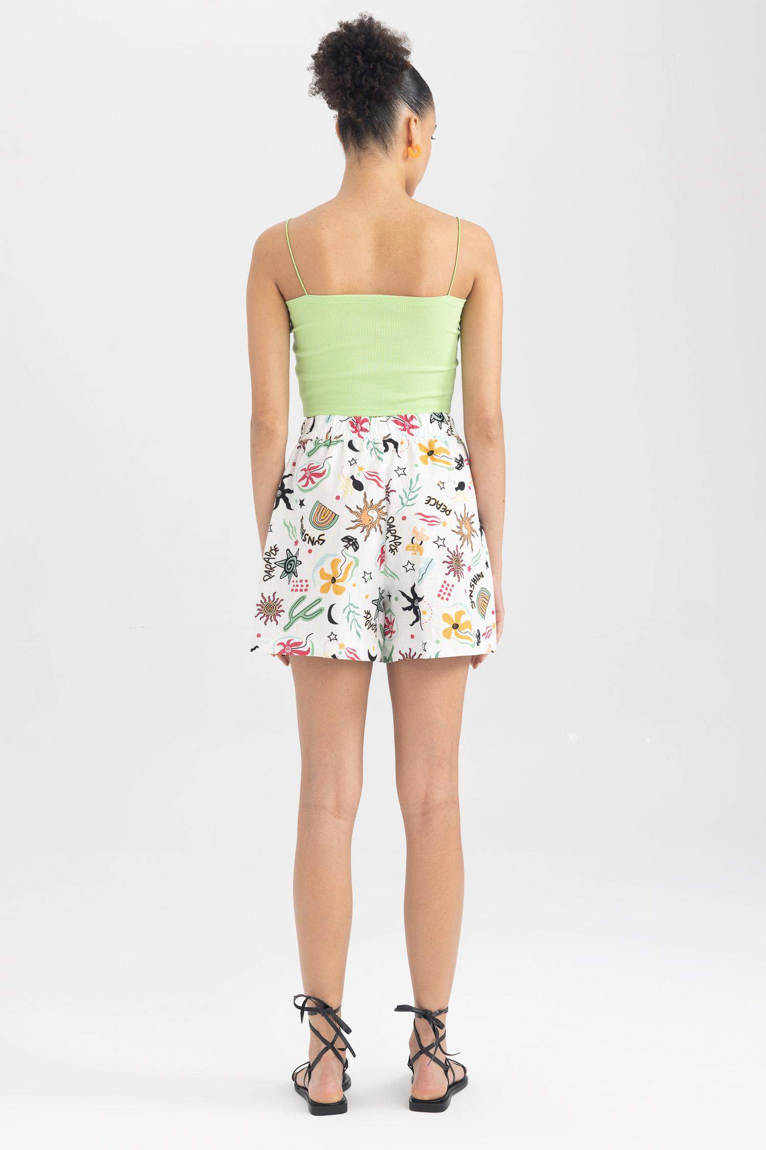 Regular Fit Patterned Cotton Shorts