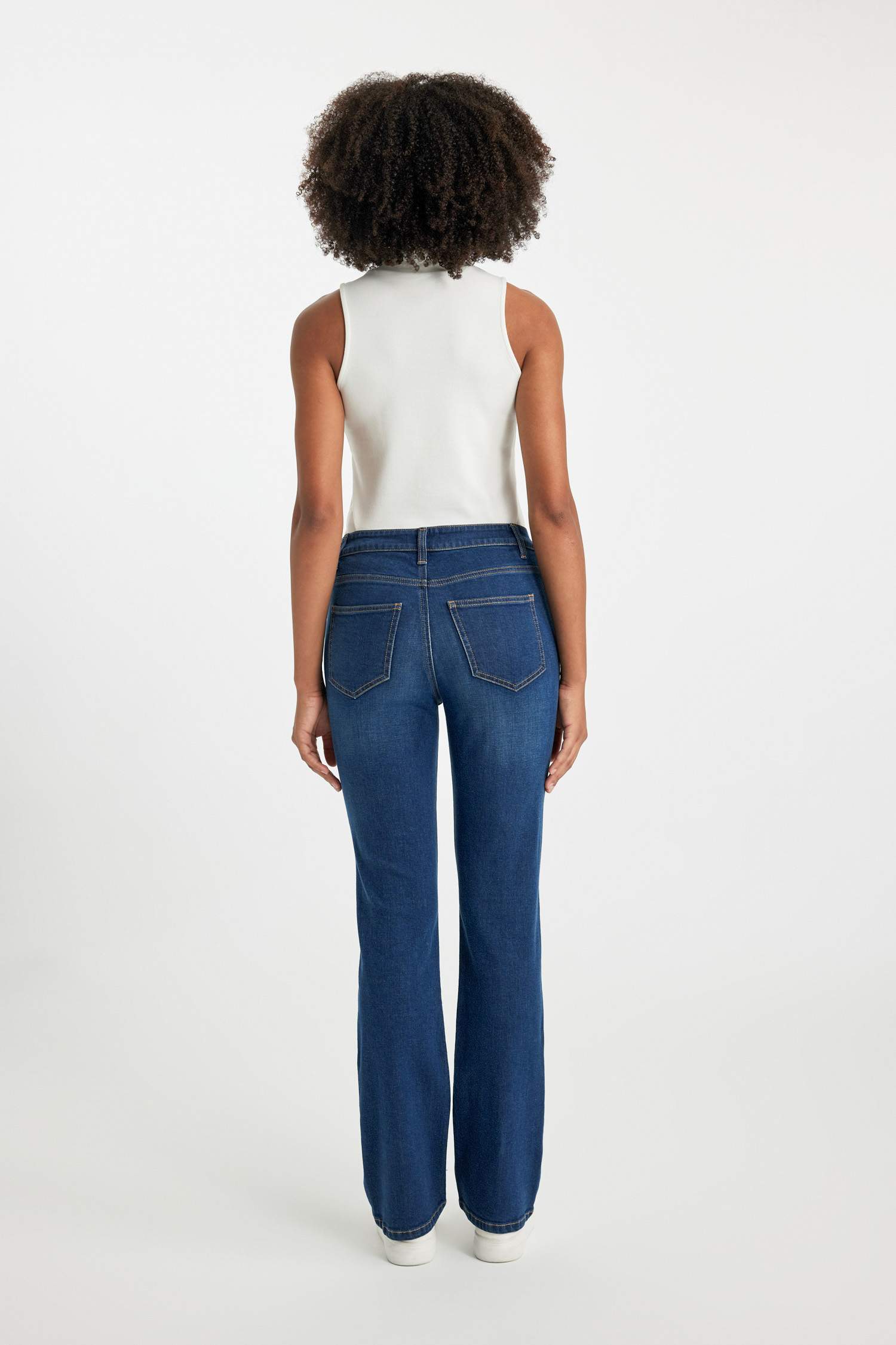 Pantalon Jean Long à Taille Haute