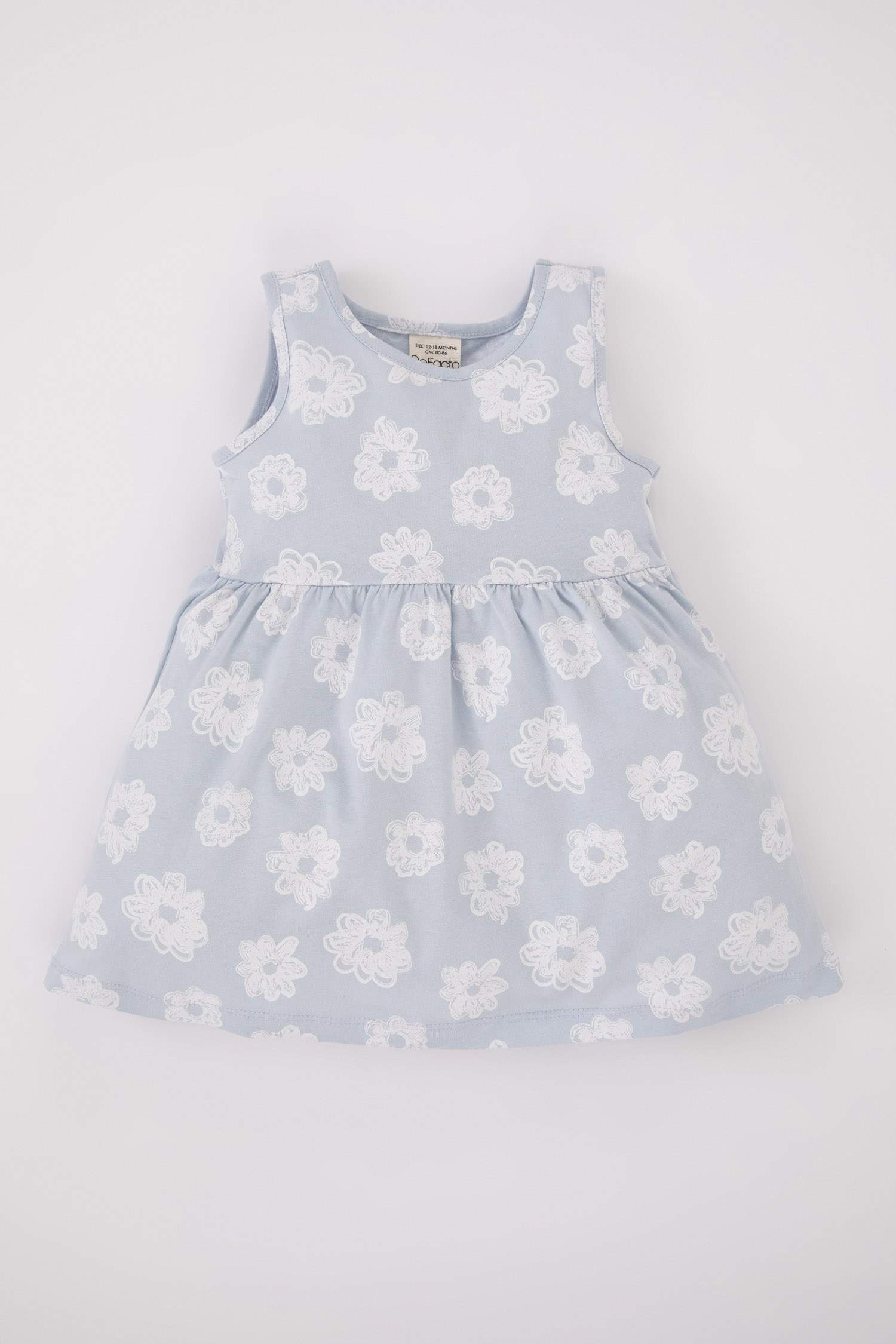 فستان بناتي فلورال بقصة عادية بدون أكمام