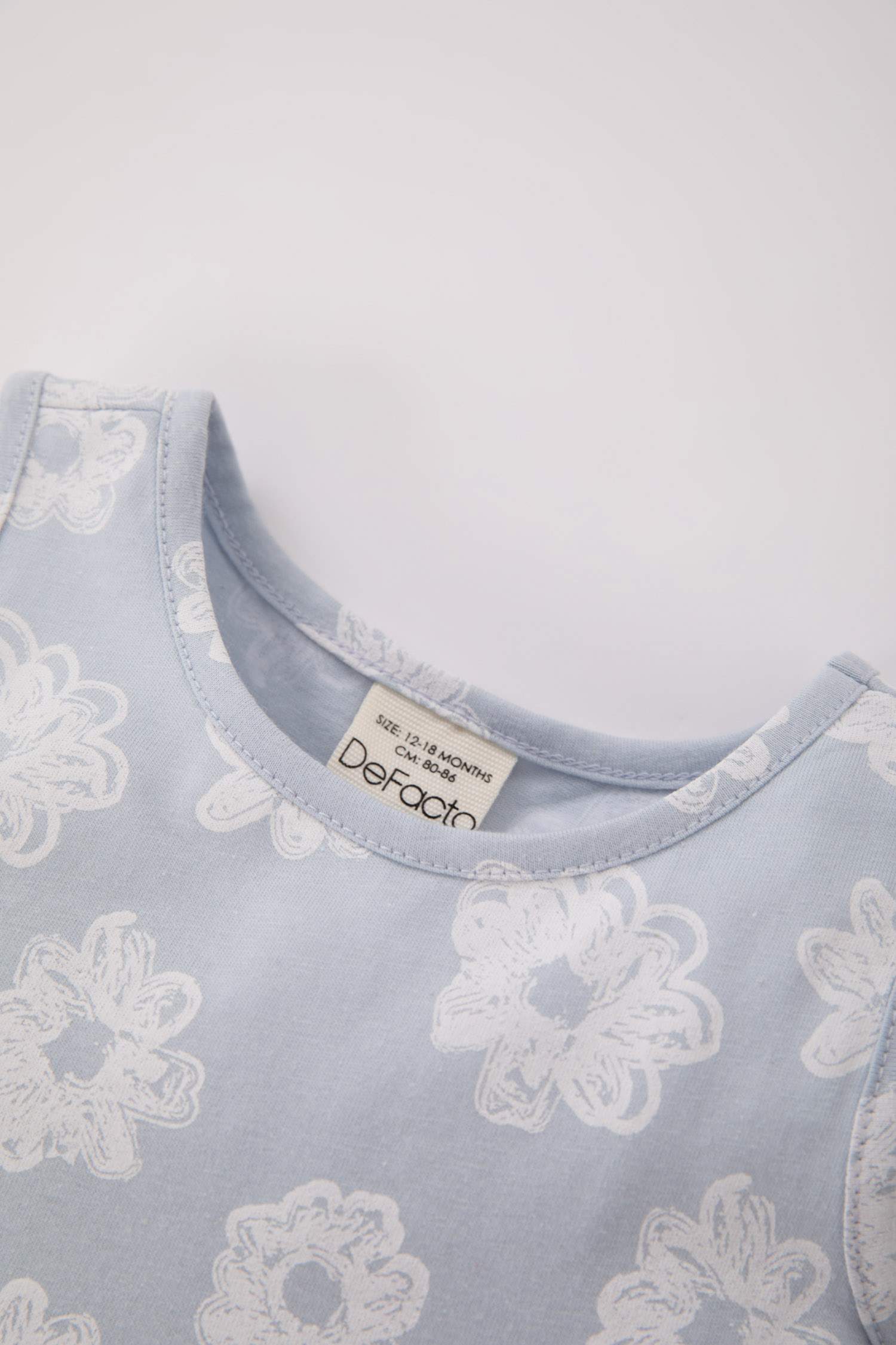 فستان بناتي فلورال بقصة عادية بدون أكمام