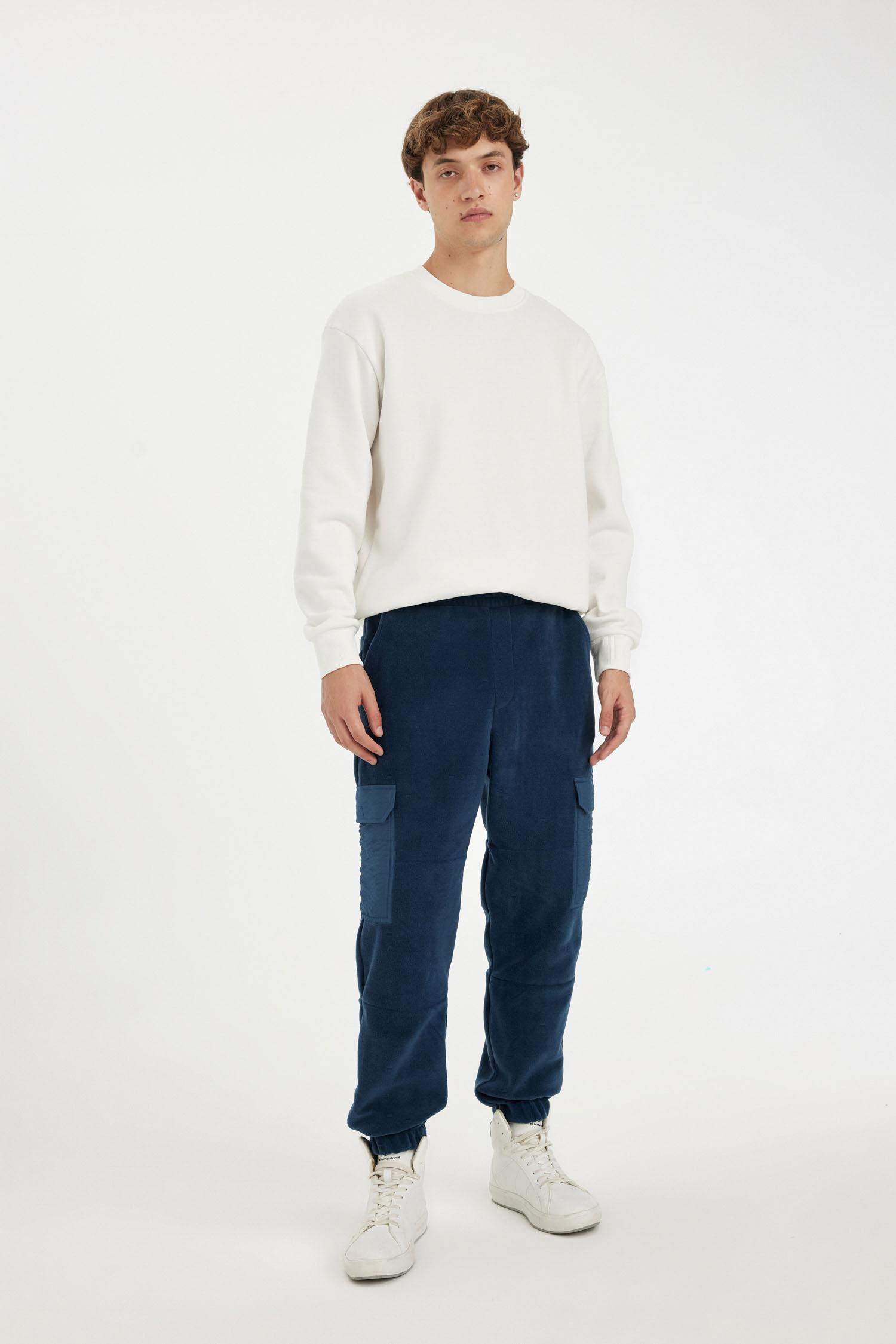 Regular Fit Polar Eşofman Altı Beli Paçası Lastikli Kargo Cepli 