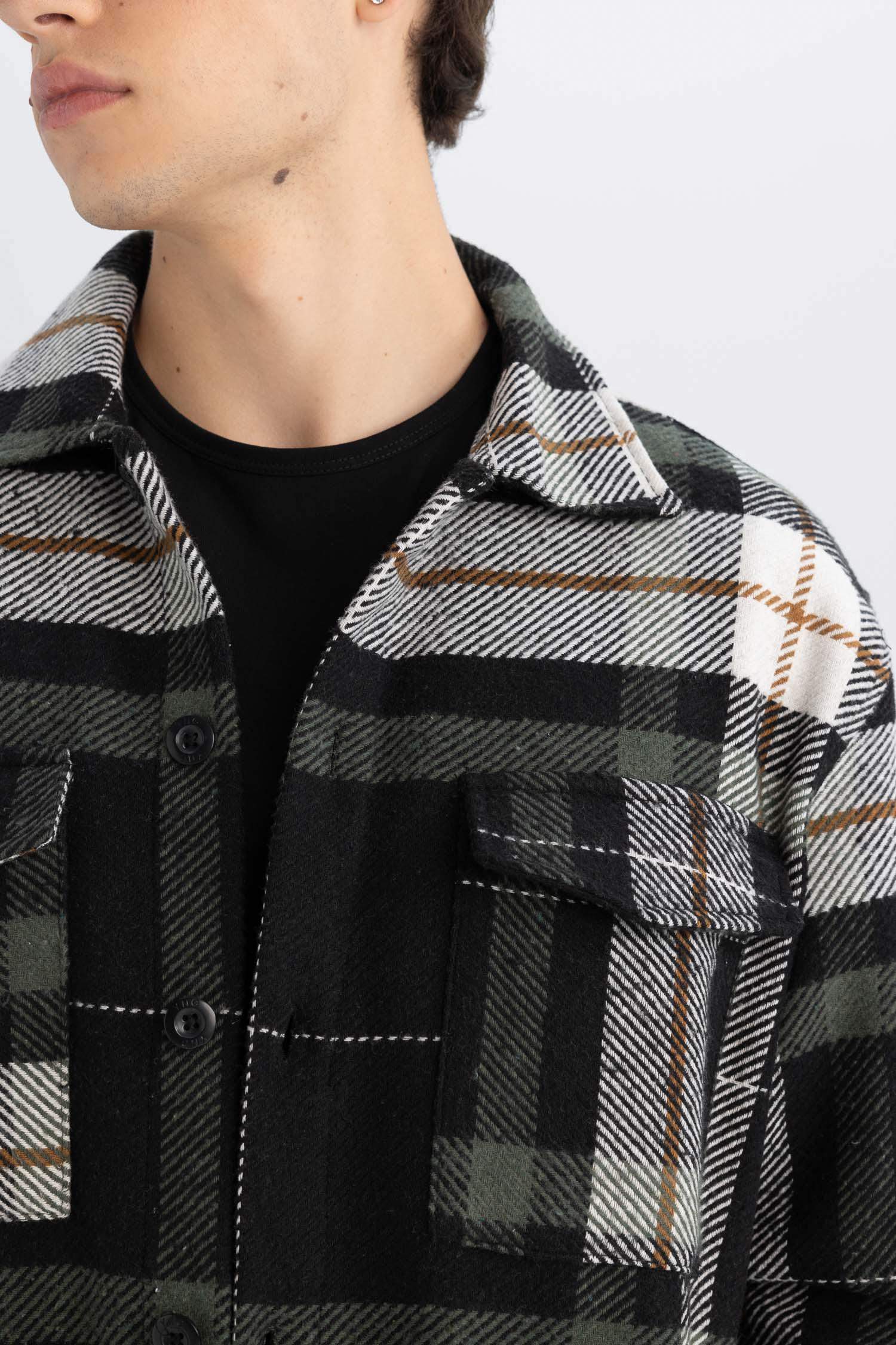 релакс пішімі чек Ұзын жеңді көйлек