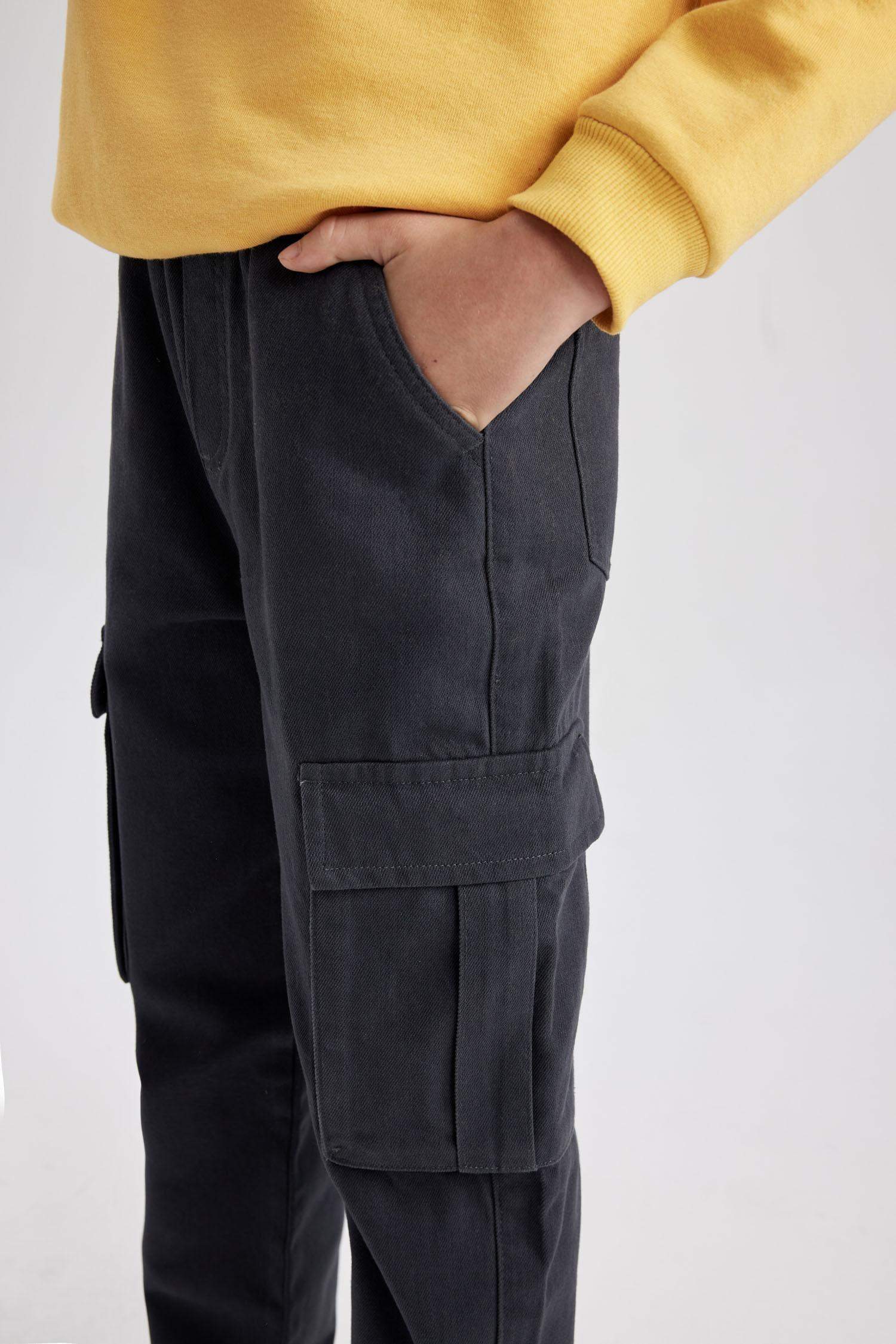 Boy Cargo Fit Gabardine Trousers