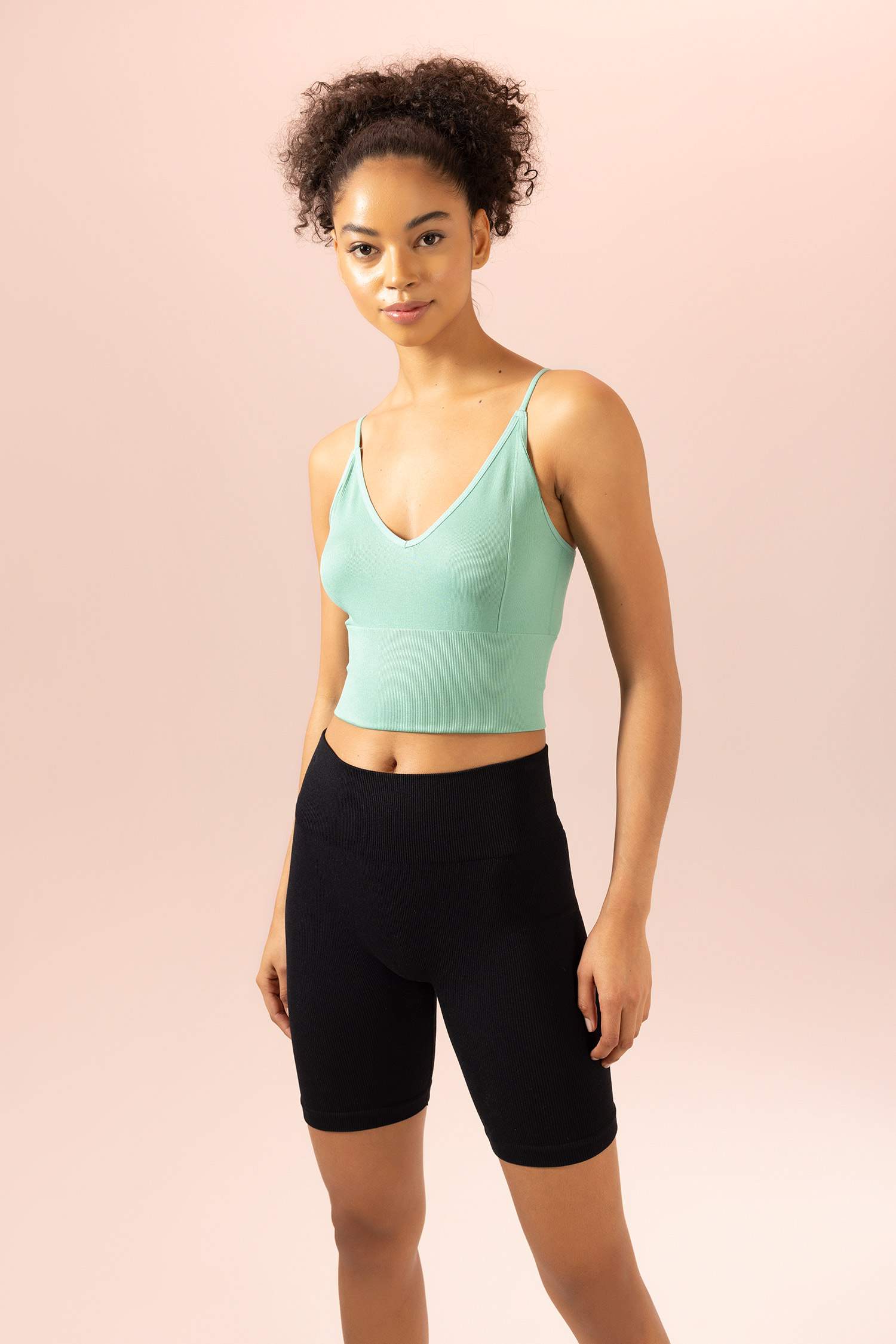 DeFactoFit Seamless V-Neck Sports Crop Top