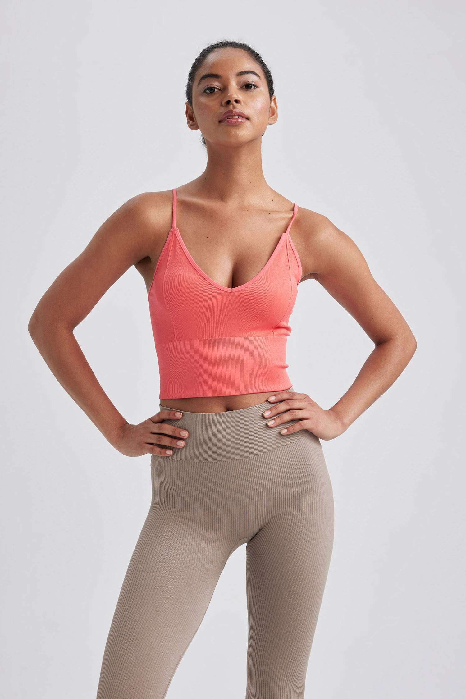 DeFactoFit Seamless V Neck Sports T-Shirt