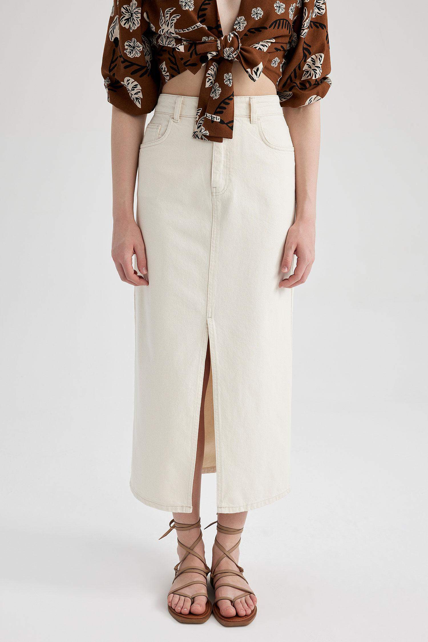 White Woman Long Fit Jean Long Skirt 2825433 DeFacto — free download