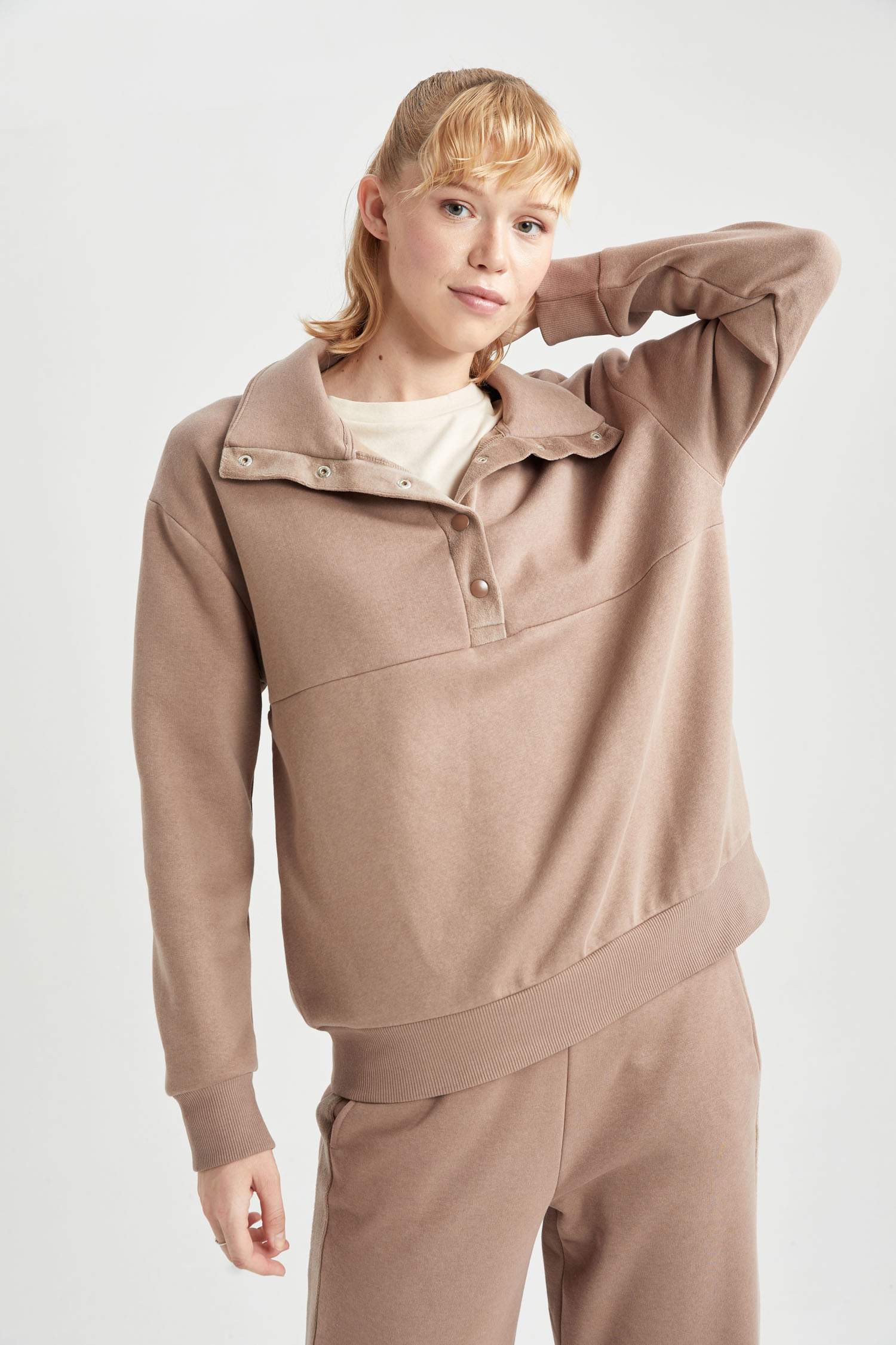 Sweatshirt de sport Coupe Oversize Polaire col montant