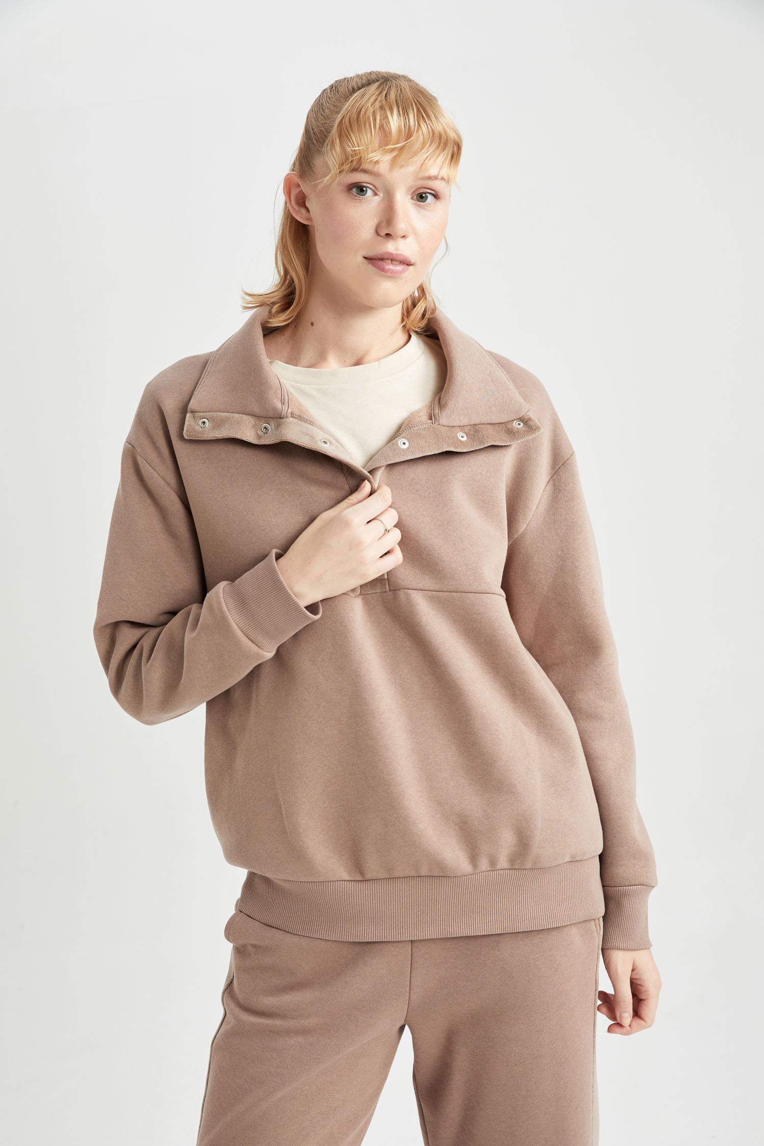 Sweatshirt de sport Coupe Oversize Polaire col montant