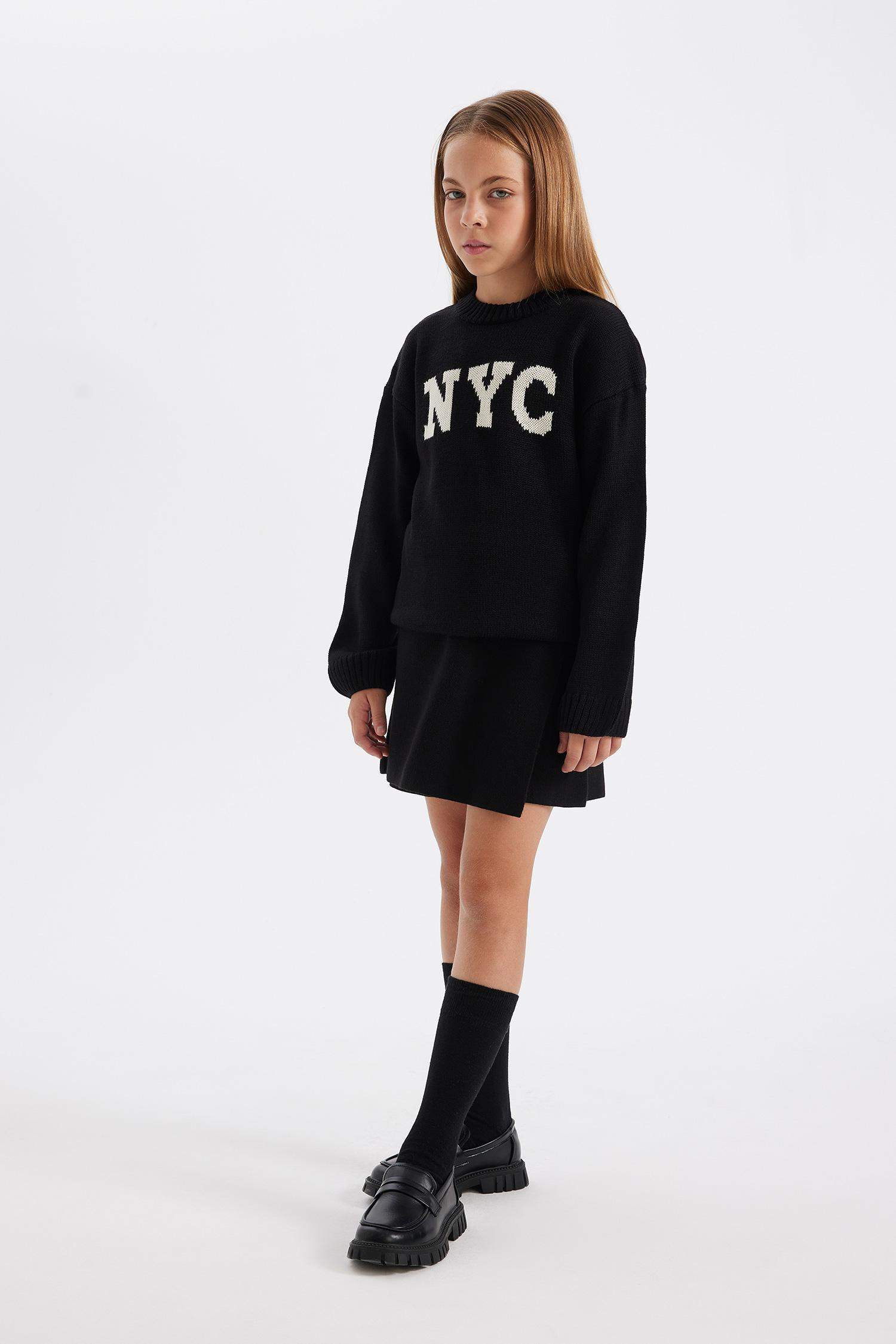 Kız Çocuk Siyah Basic Düz Okul Şort Triko Etek