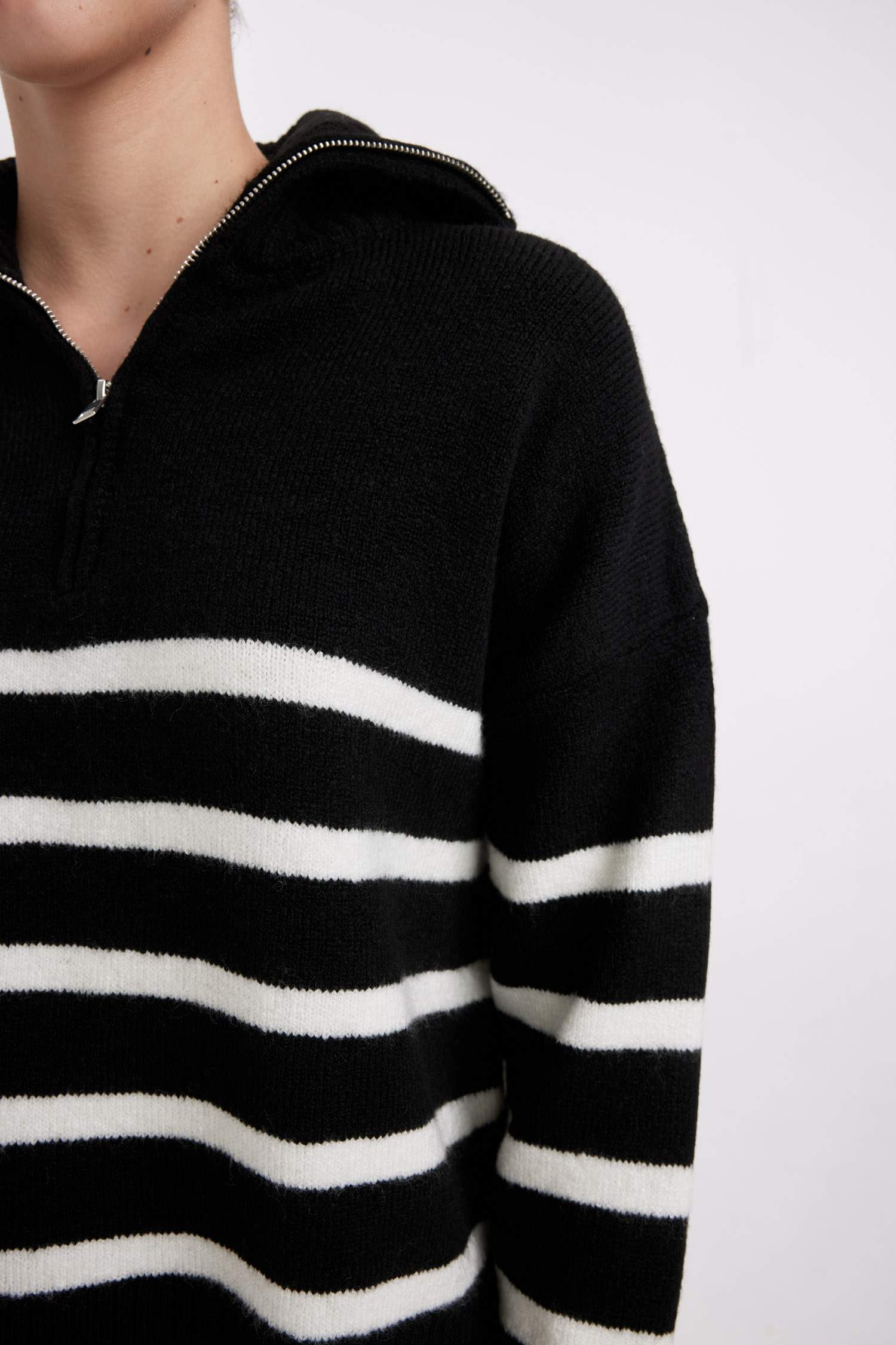 үлкен пішім поло жаға трикотаж Пулловер