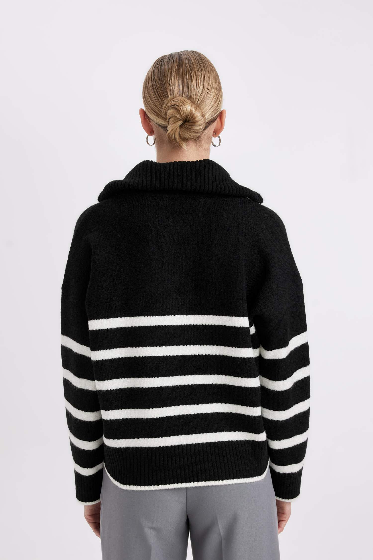 үлкен пішім поло жаға трикотаж Пулловер