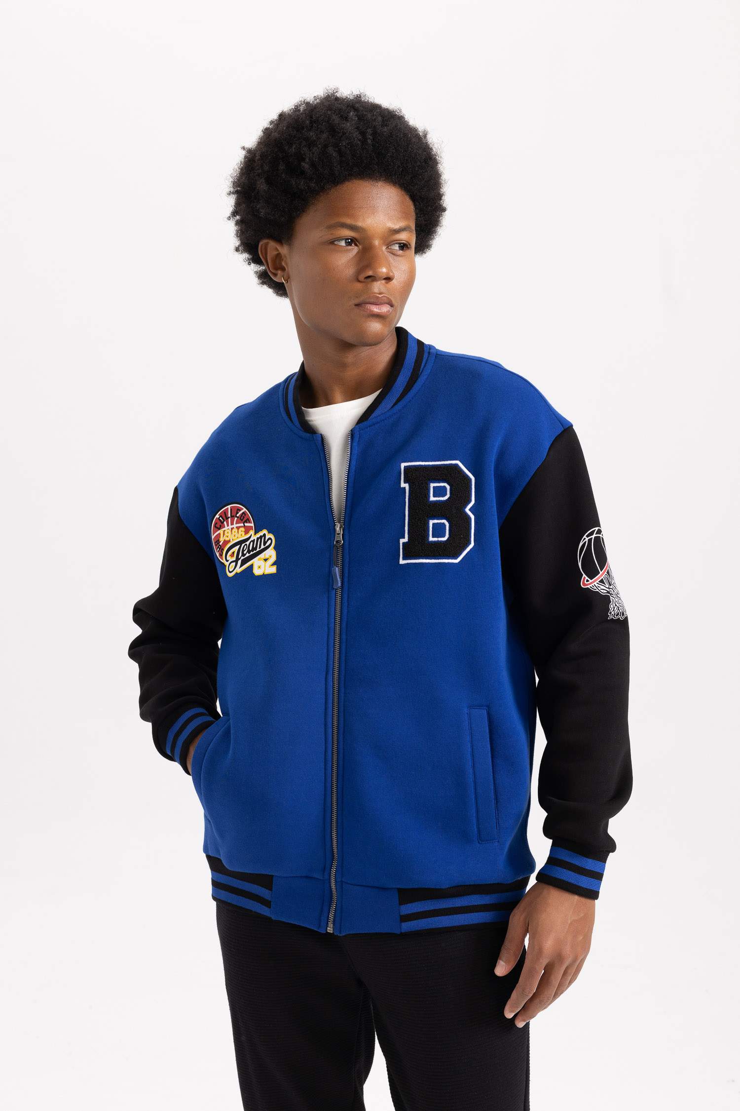 DeFactoFit Oversize Fit Back Printed Bomber Jacket