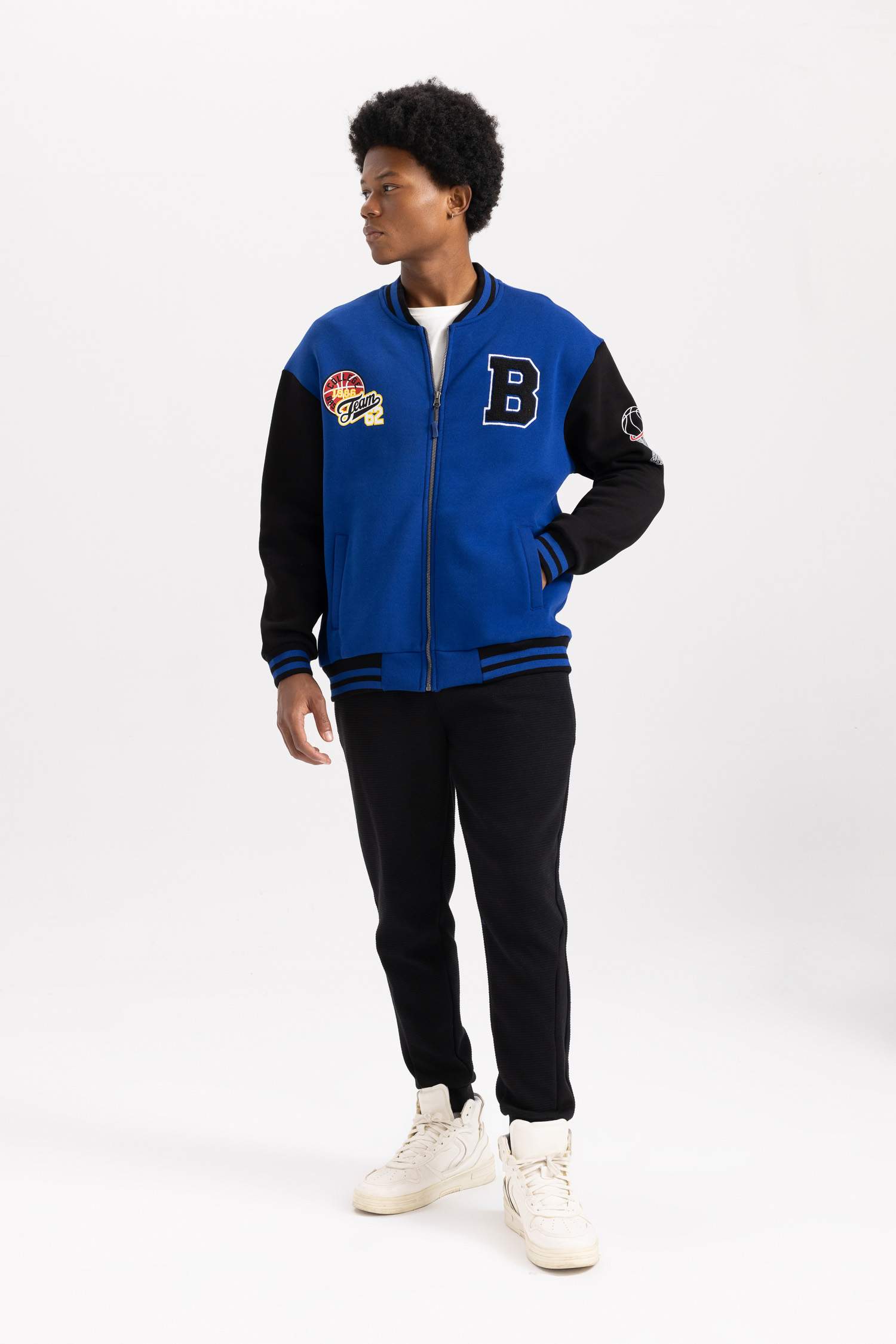 DeFactoFit Oversize Fit Back Printed Bomber Jacket