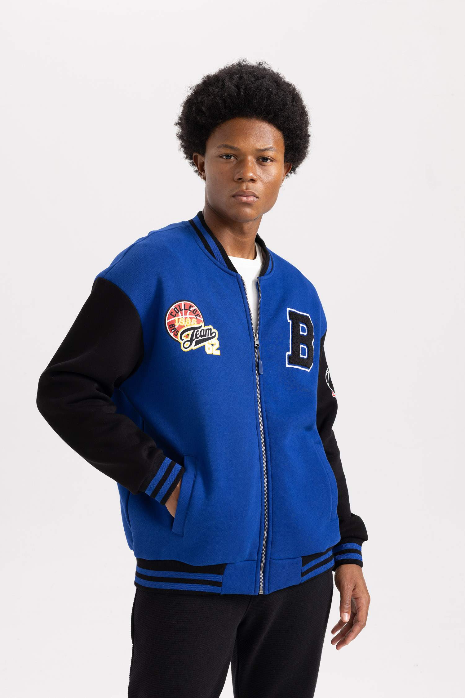 DeFactoFit Oversize Fit Back Printed Bomber Jacket