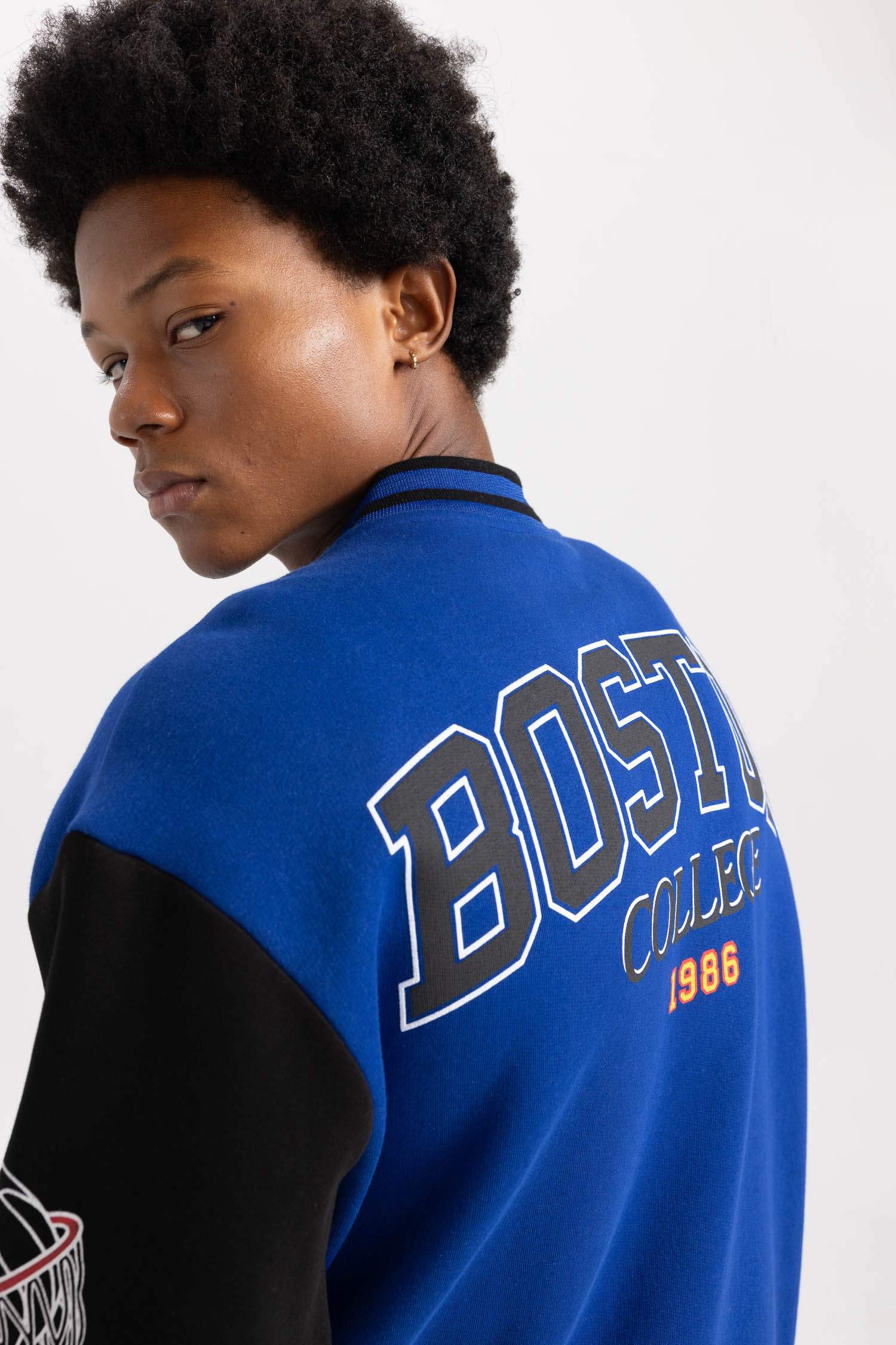 DeFactoFit Oversize Fit Back Printed Bomber Jacket