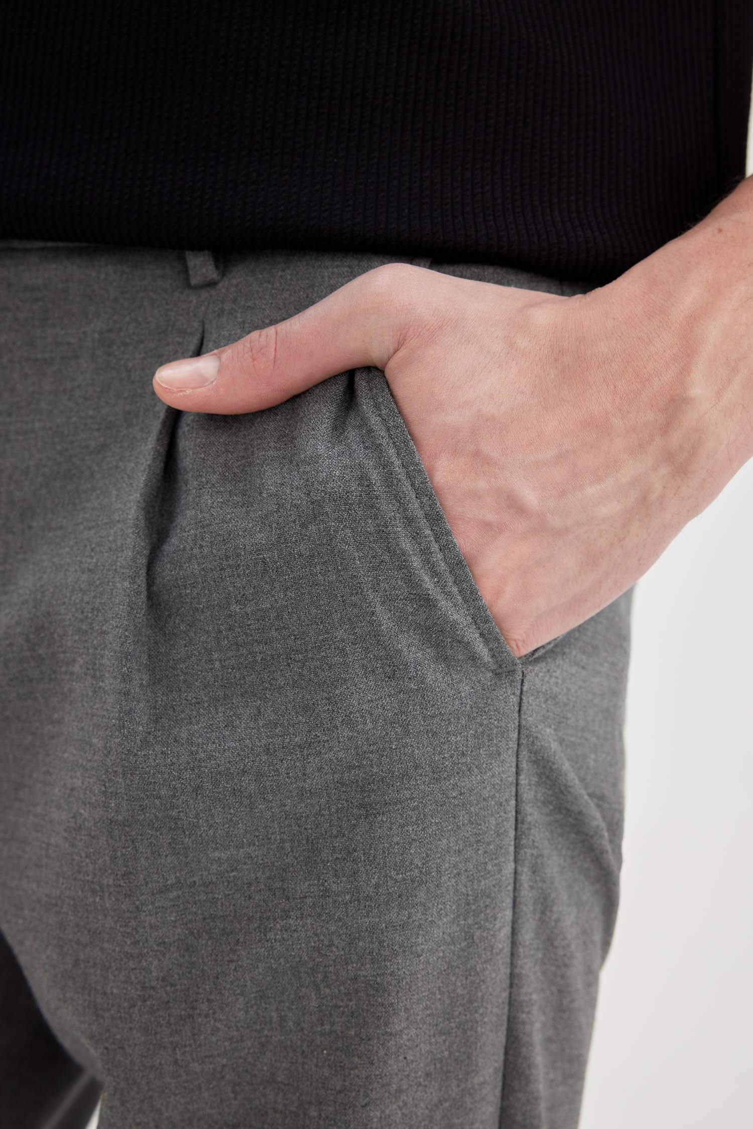 Yazlık Kumaş Pileli Pantolon Tailored Regular Fit Normal Kesim Basic Düz Cepli Düz Paça