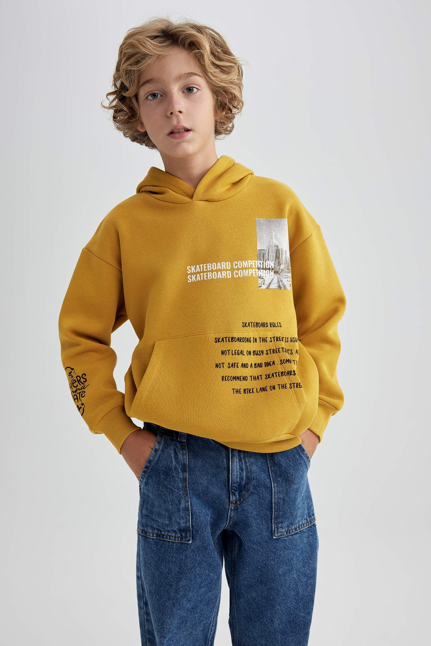 Yellow BOYS & TEENS Oversize Fit Hooded Sweatshirt 2855958 | DeFacto