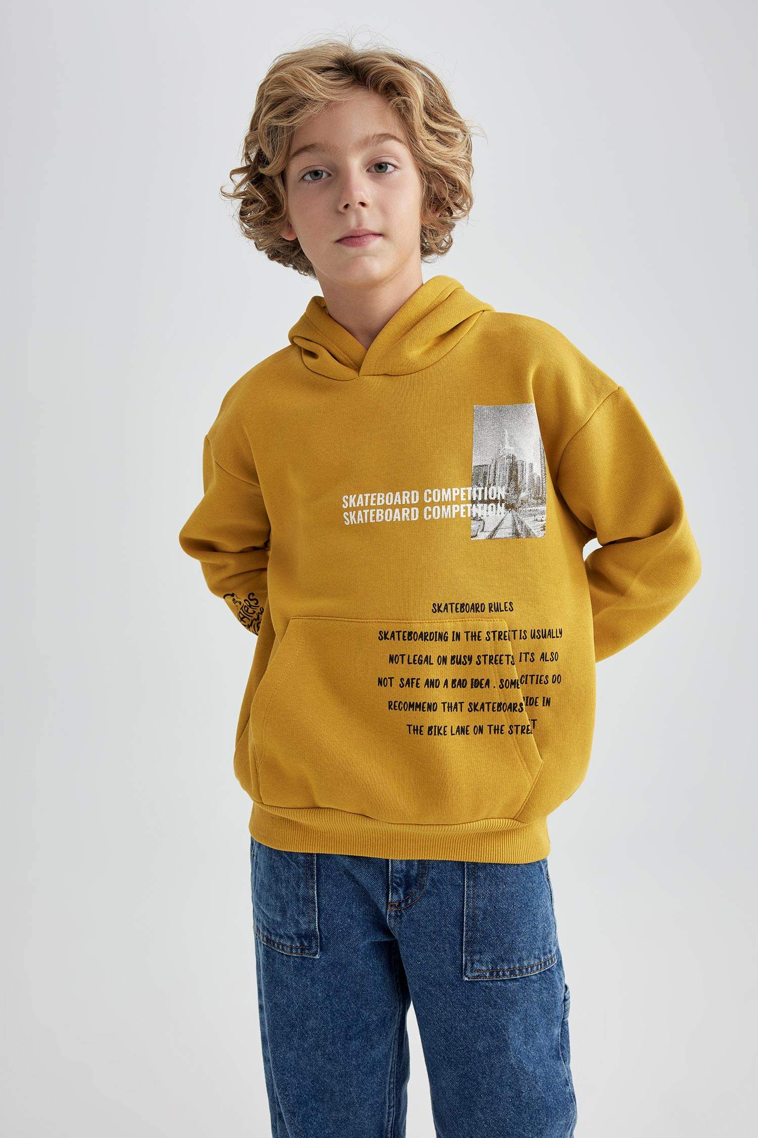 Yellow BOYS & TEENS Oversize Fit Hooded Sweatshirt 2855958 | DeFacto