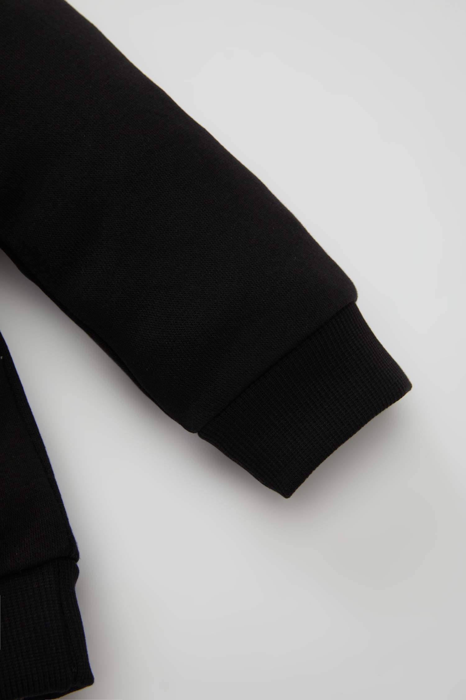 Kız Bebek Siyah Bisiklet Yaka Baskılı Pamuklu Sweatshirt