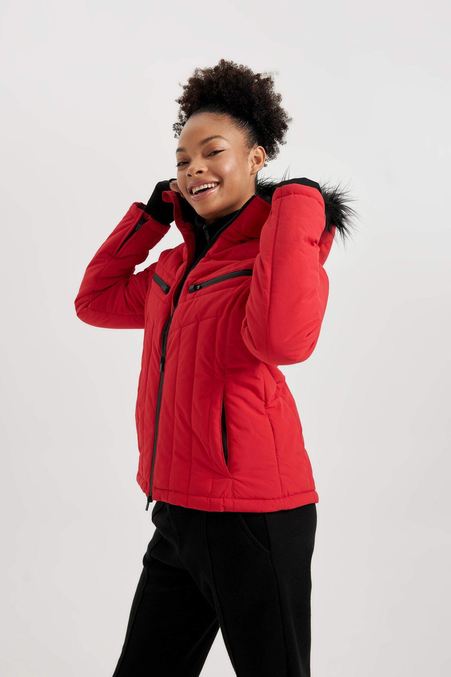 DeFactoFit Kayak Montu Su İtici Rüzgar Geçirmez Slim Fit Dar Kesim Kapüşonlu Fermuarlı Cepli Ultra Korumalı