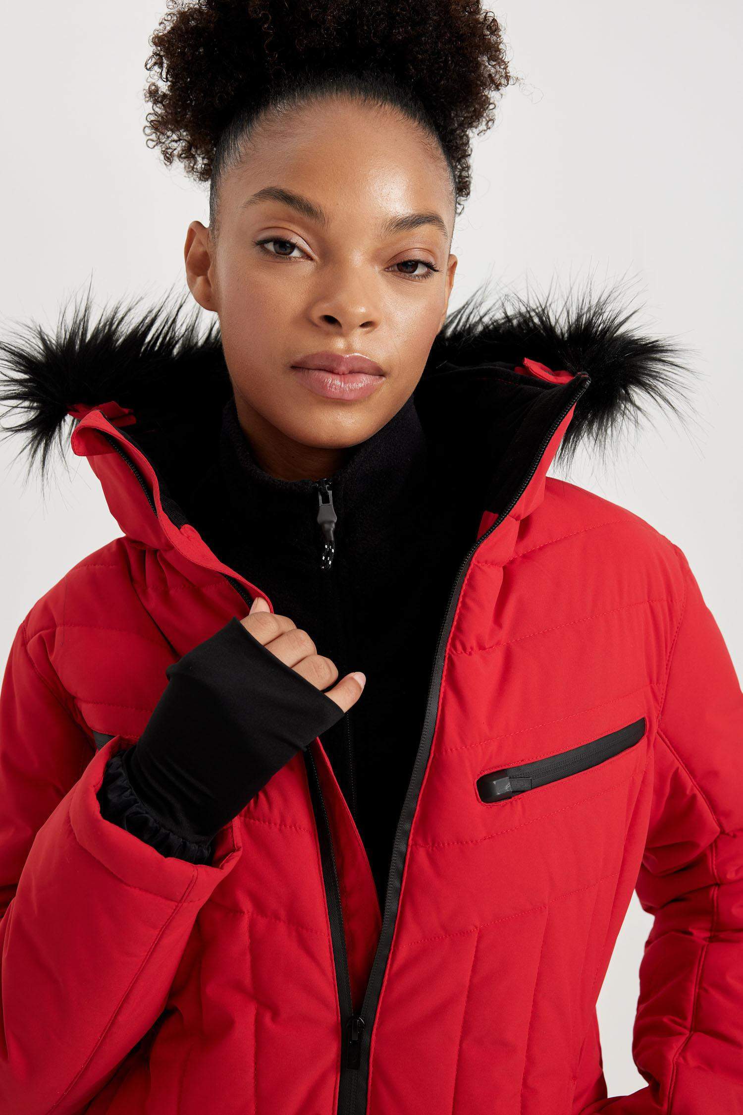 DeFactoFit Kayak Montu Su İtici Rüzgar Geçirmez Slim Fit Dar Kesim Kapüşonlu Fermuarlı Cepli Ultra Korumalı