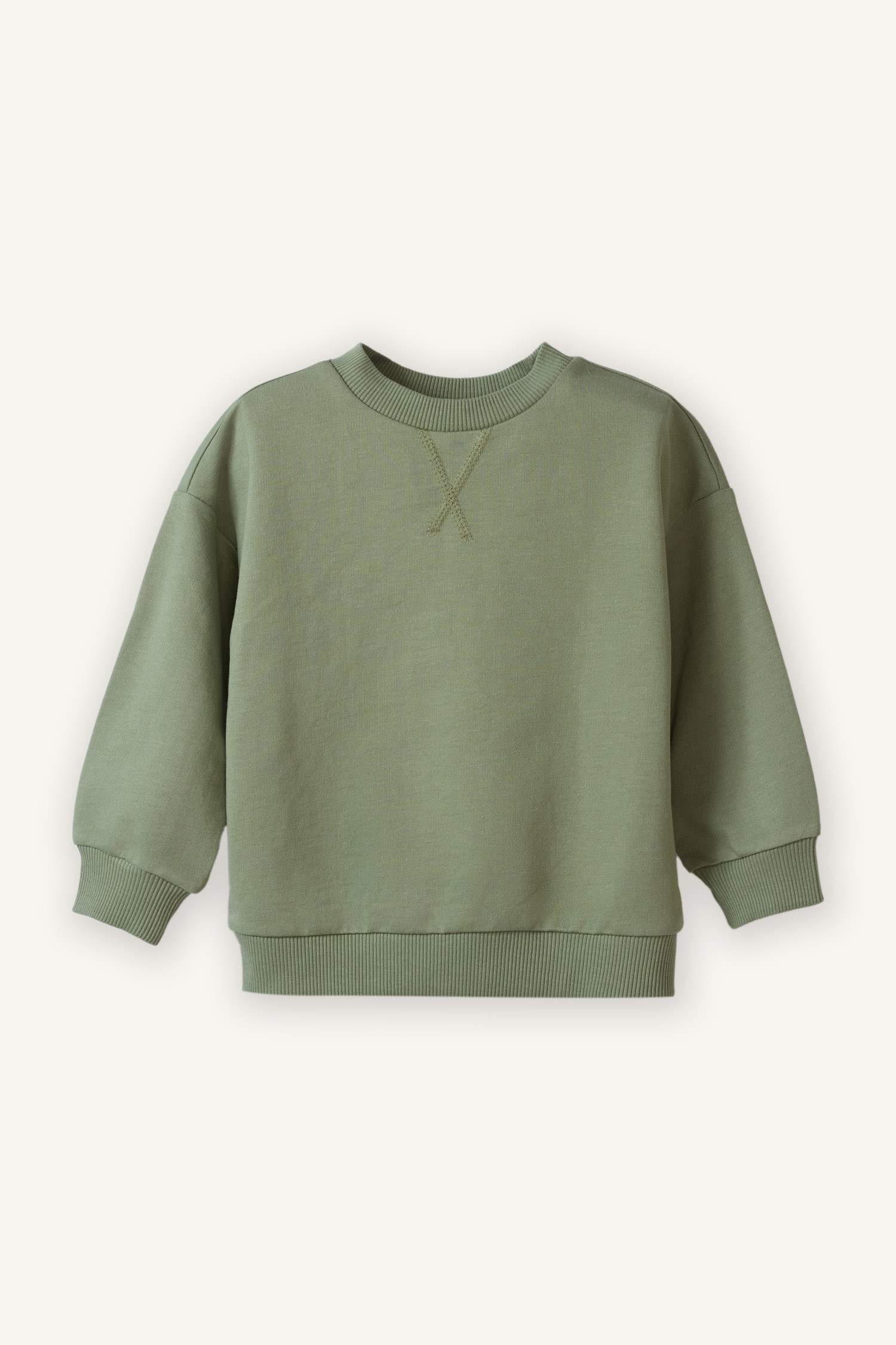 Erkek Bebek Bisiklet Yaka Basic Düz Sweatshirt