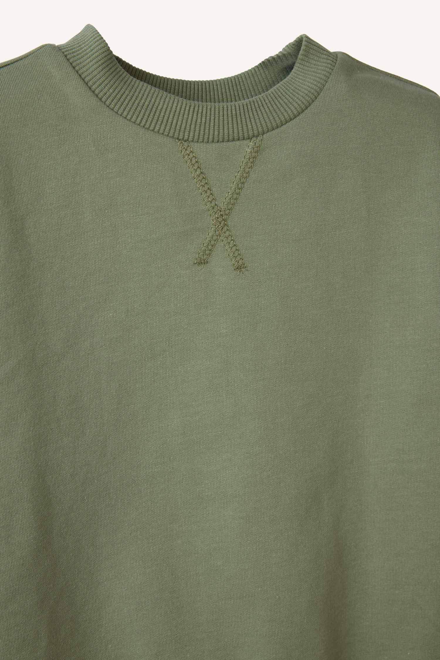 Erkek Bebek Bisiklet Yaka Basic Düz Sweatshirt