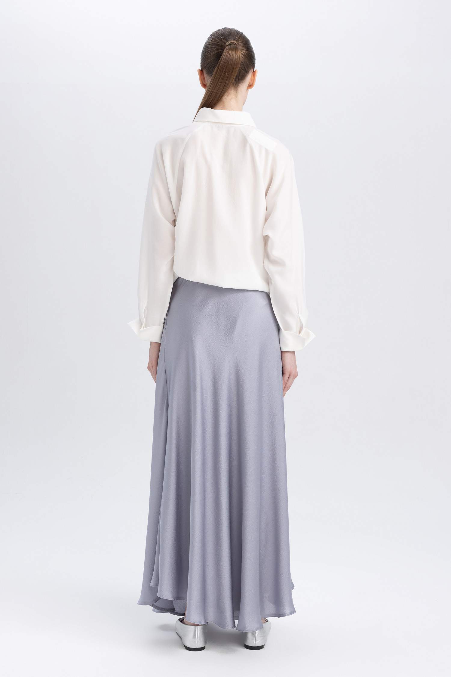 A Cut Satin Skirt