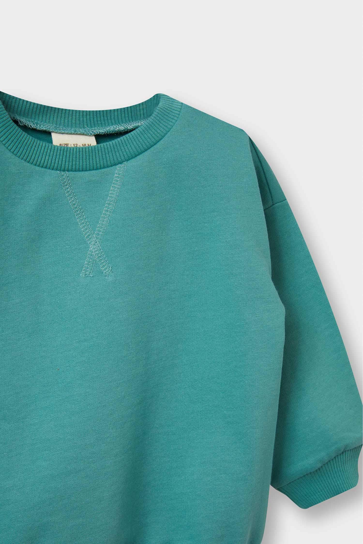 Erkek Bebek Bisiklet Yaka İçi Yumuşak Tüylü Sweatshirt