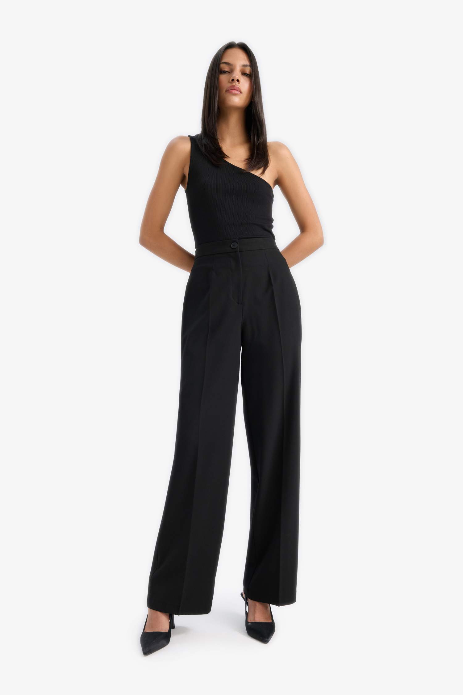 Slim Fit Dar Kesim Tek Omuzlu Fitilli Kaşkorse Atlet