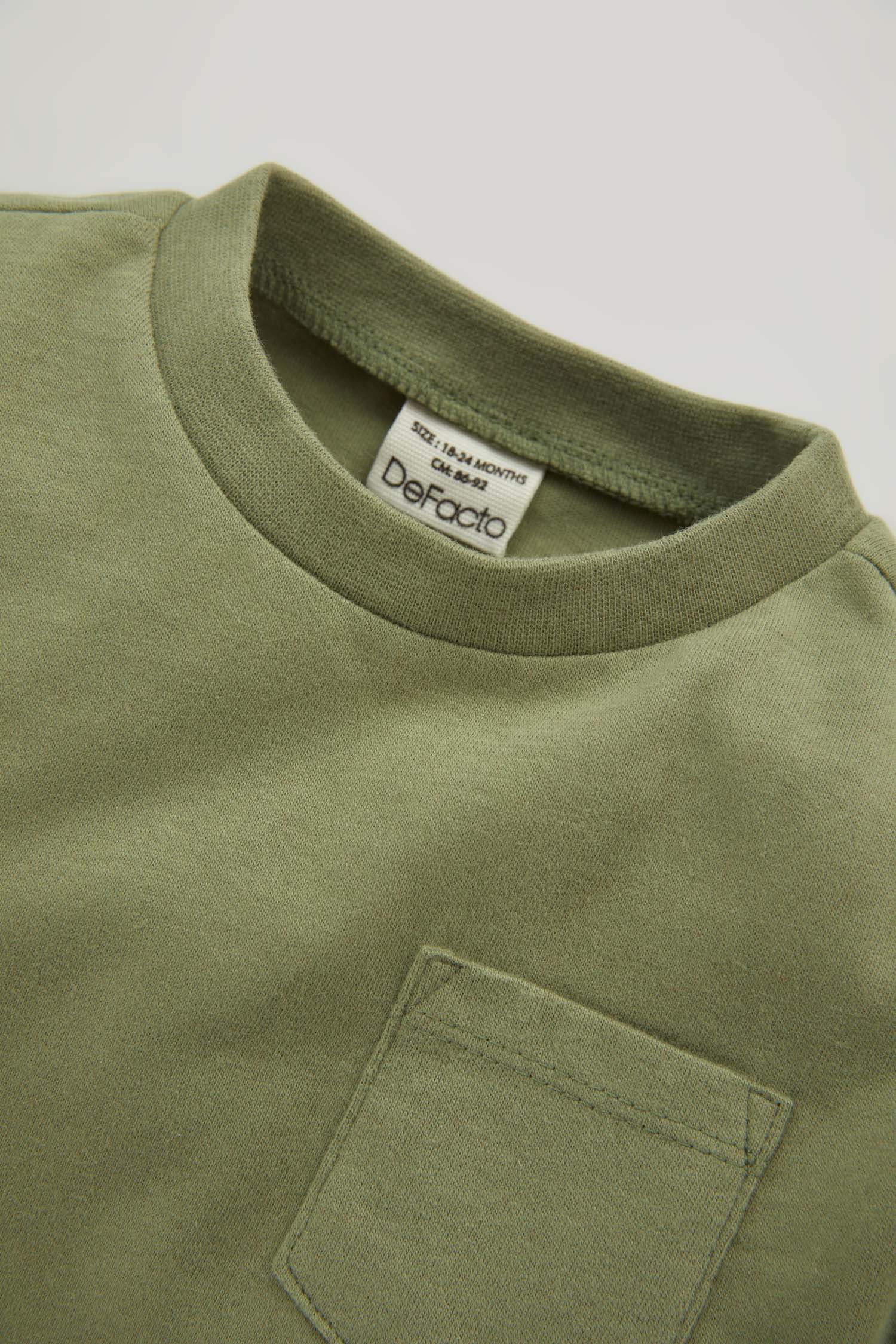 Erkek Bebe Bisiklet Yaka Penye Uzun Kollu Tişört