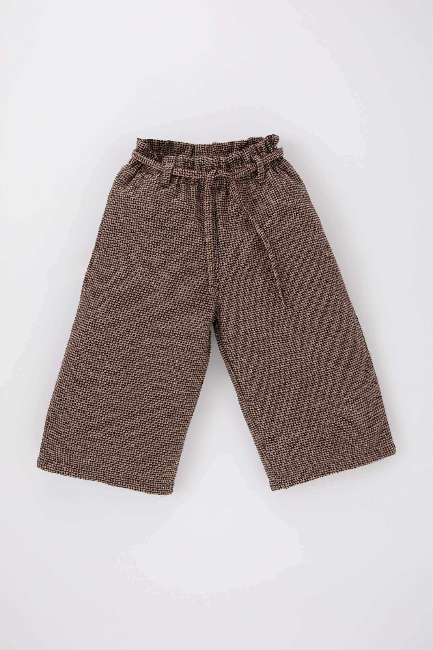 Baby Girl Regular Fit Houndstooth Wide Leg Trousers