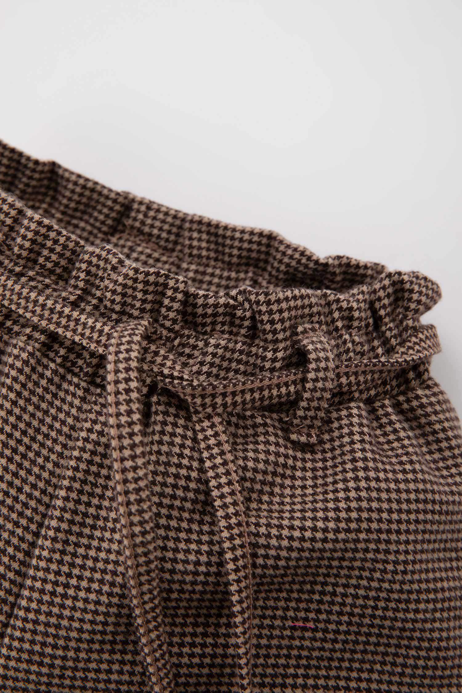 Baby Girl Regular Fit Houndstooth Wide Leg Trousers