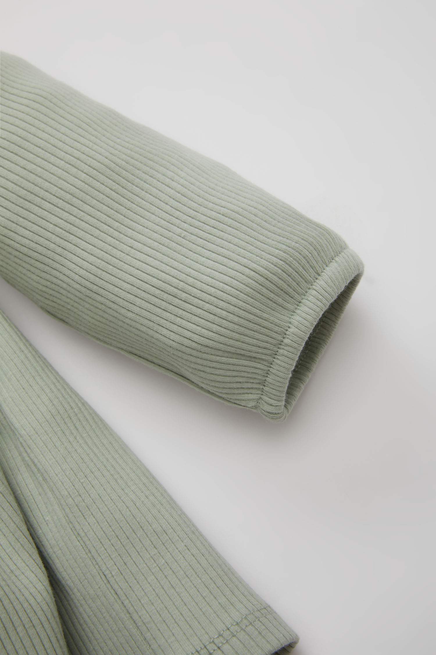 Kız Bebek Bisiklet Yaka Uzun Kollu Fitilli Yarım Düğmeli Kaşkorse Basic Düz Elbise