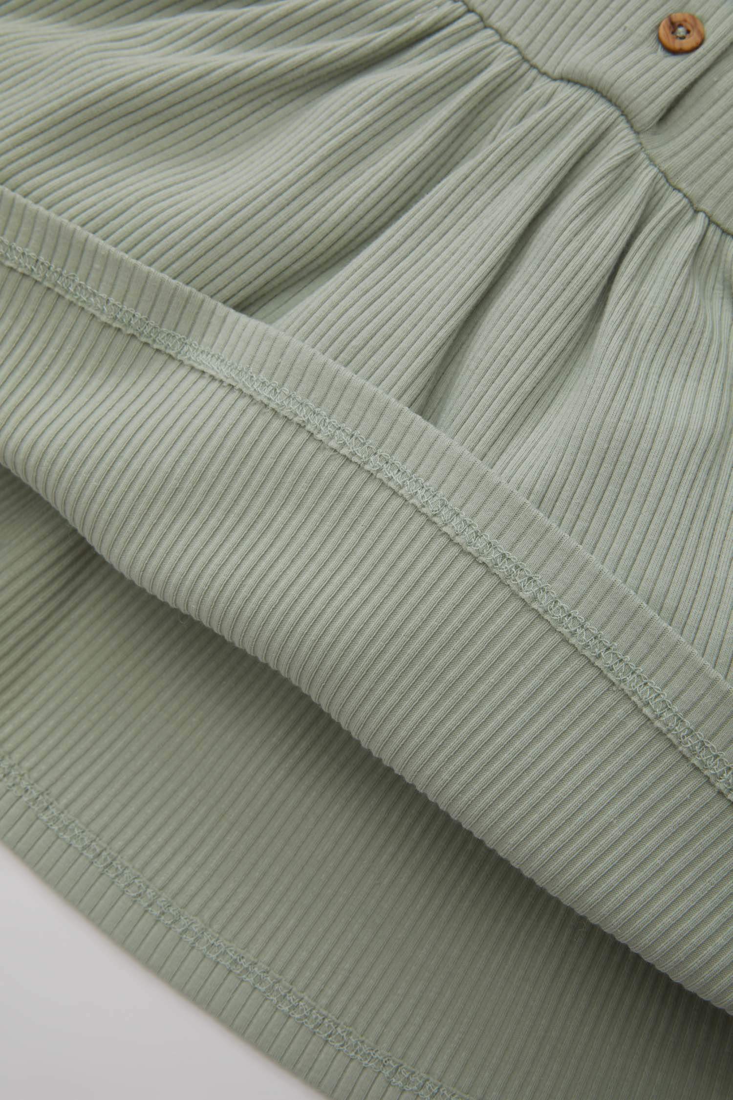 Kız Bebek Bisiklet Yaka Uzun Kollu Fitilli Yarım Düğmeli Kaşkorse Basic Düz Elbise