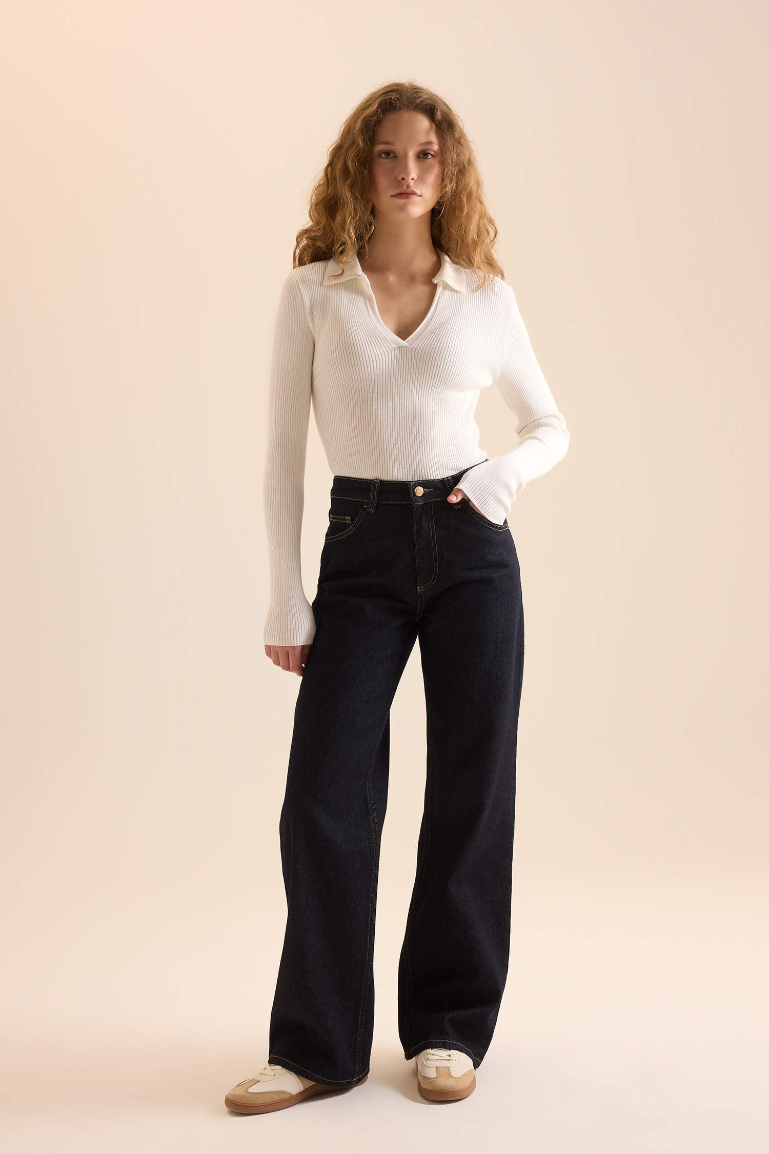 Fitted Polo Yaka Triko Kazak