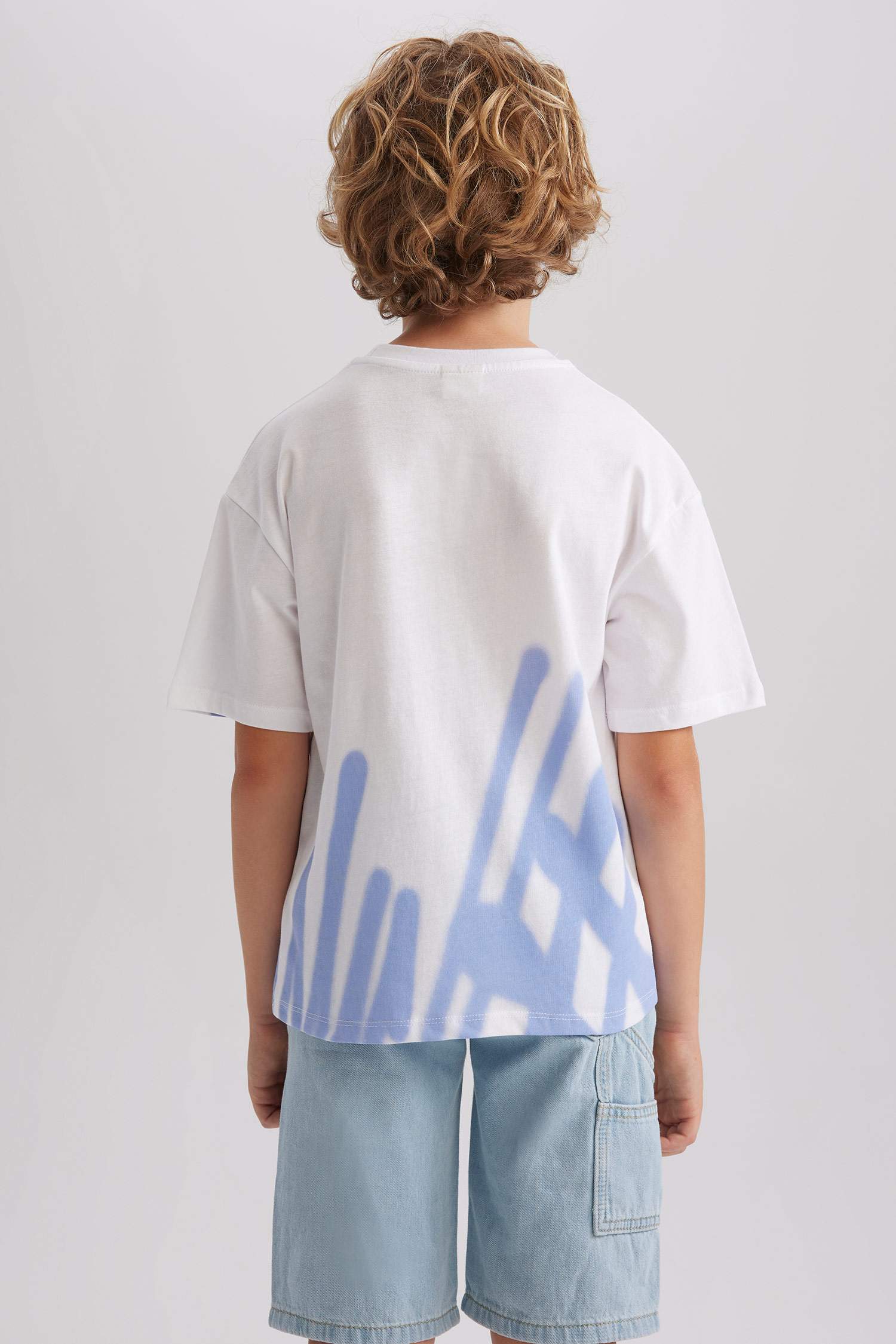 T-Shirt Oversize À Manches Courtes Imprimé Col Ras Du Cou Garçon